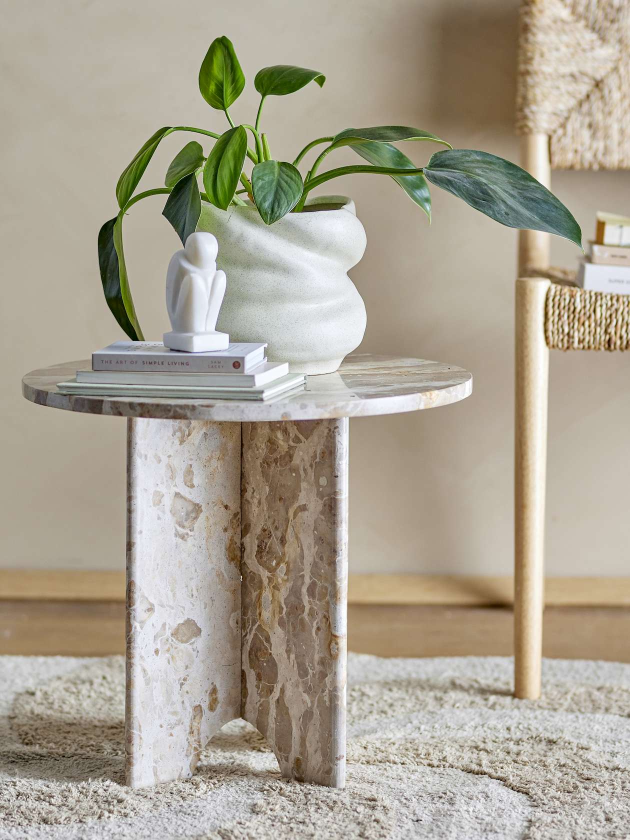 Jasmia Marble Side Table - Brown