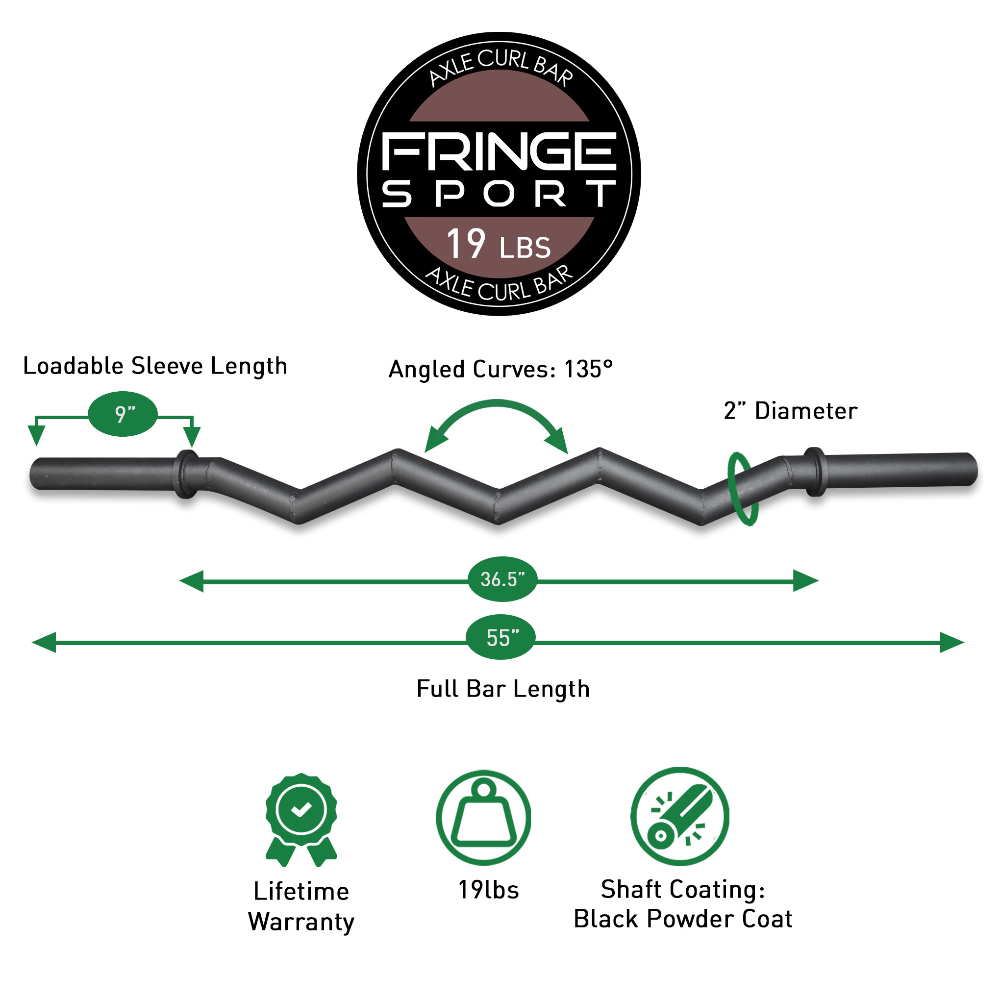 EZ Curl Axle Bar by Fringe Sport