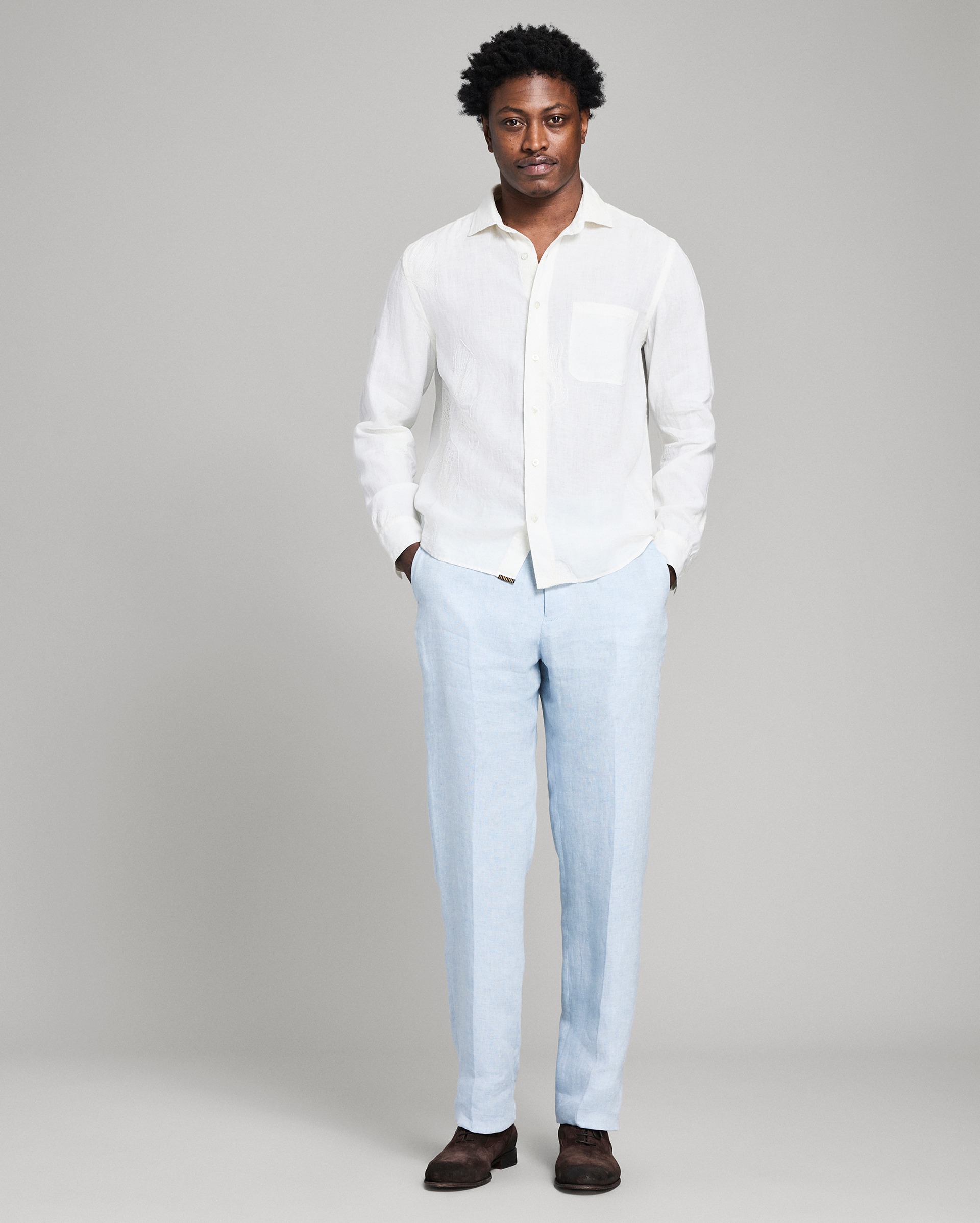 Model shows the fit of the shirt.