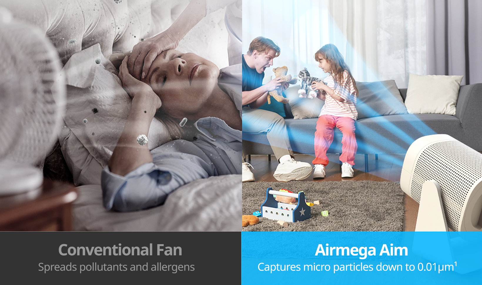 Conventional fan vs Airmega Aim while sleeping