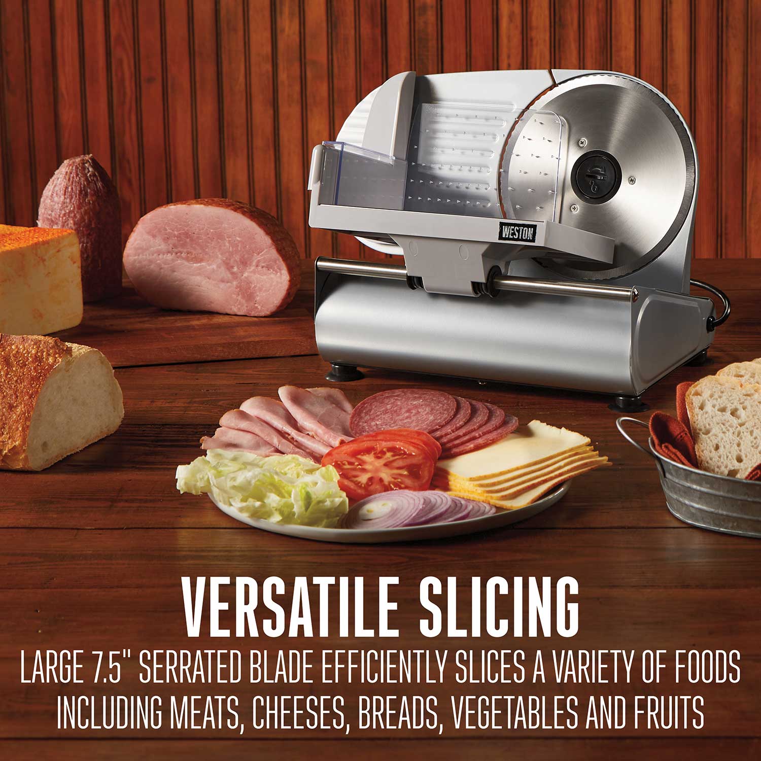 Versatile: Large 7.5-inch serrated blade cuts a variety of foods