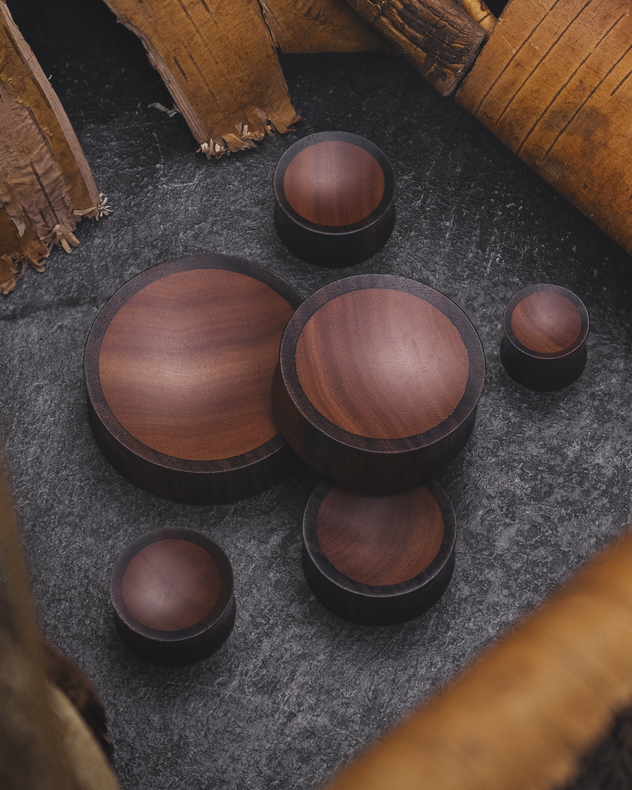  Ebony- und Saba-Holz Plugs für gedehnte Ohren