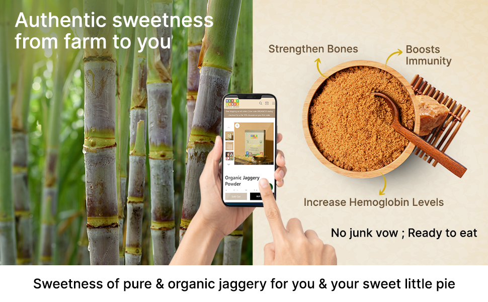 Herby Angel Organic Jaggery Powder Nutritious Sugar Substitute for Kids