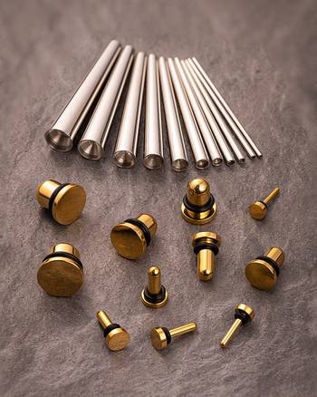 Alternative Beginner Ear Stretching Kit, Surgical Steel Taper & Gold Steel Plug / Gauge - 22 Piece