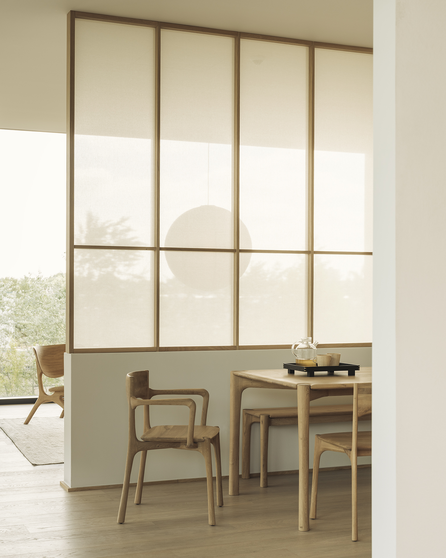 Ethnicraft Oak PI Dining Chair with Armrest