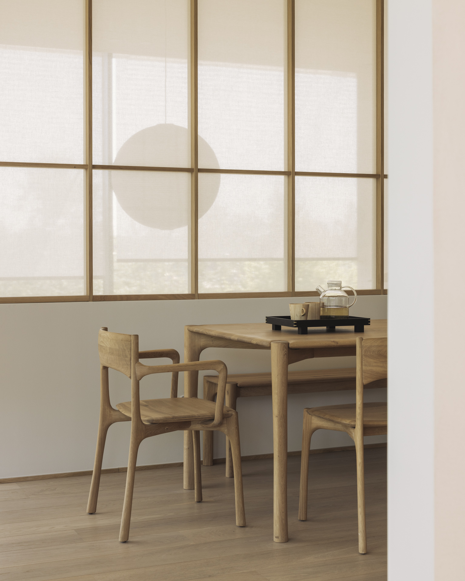 Ethnicraft Oak PI Dining Chair with Armrest