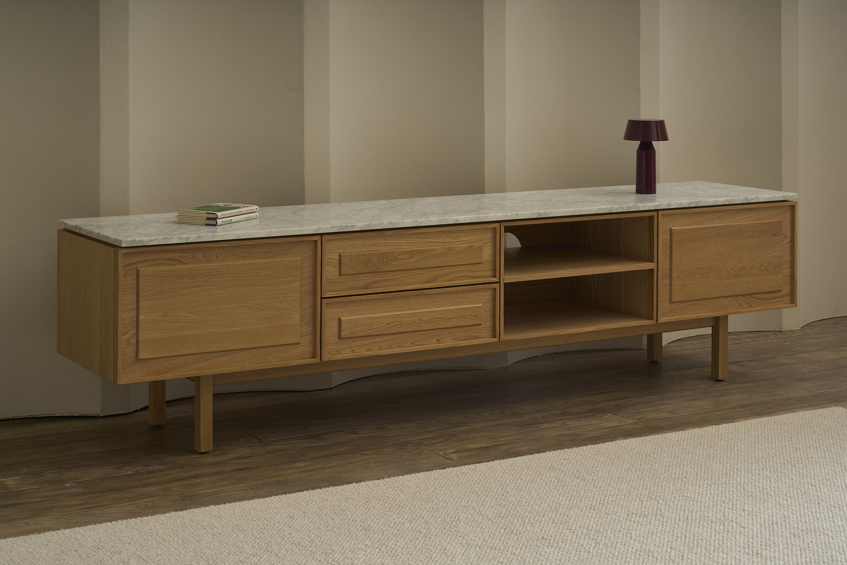 Yorke Marble TV Unit - 2 Drawers/2 Doors