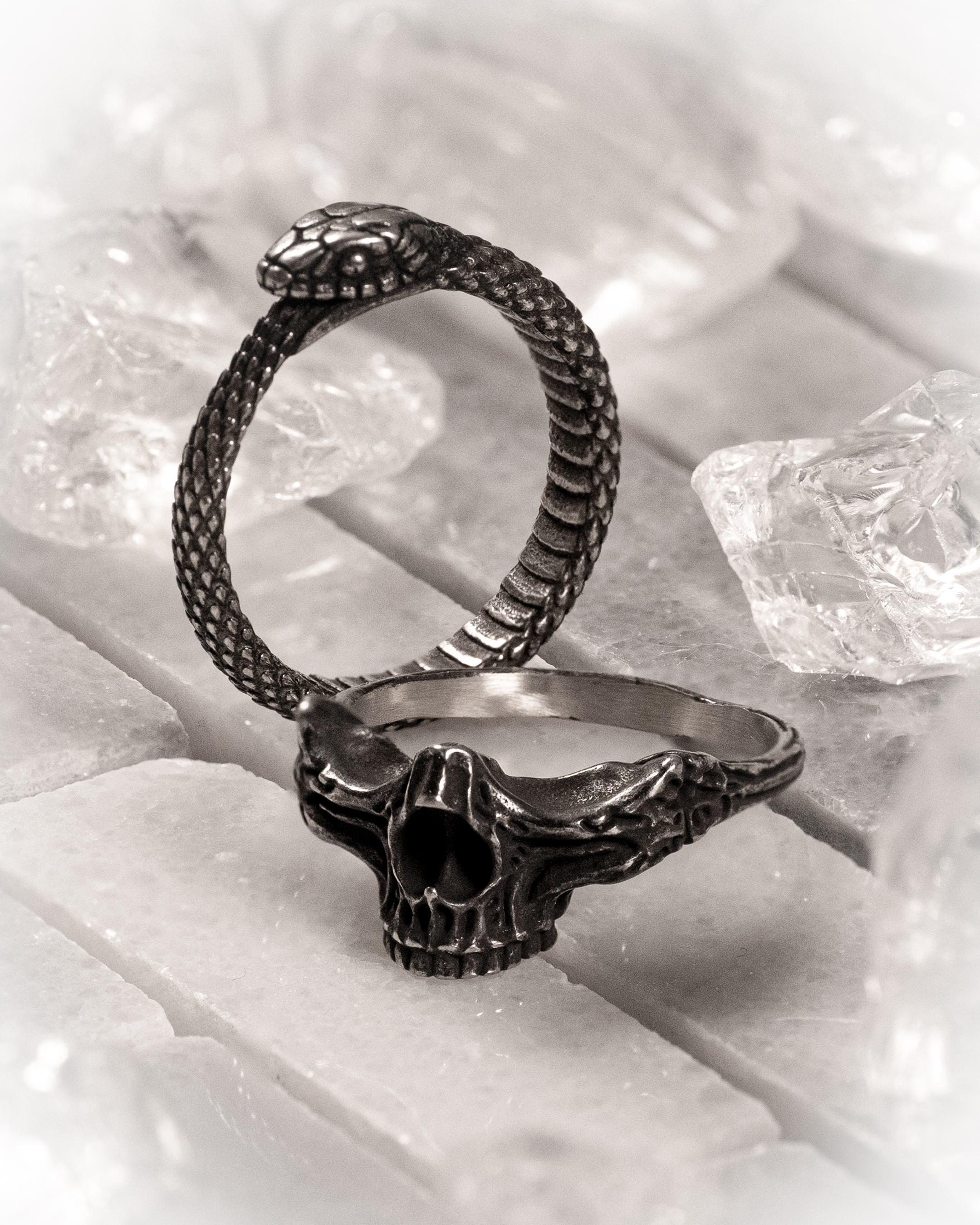 Skull Ring Silver Half Skull Gothic Ring