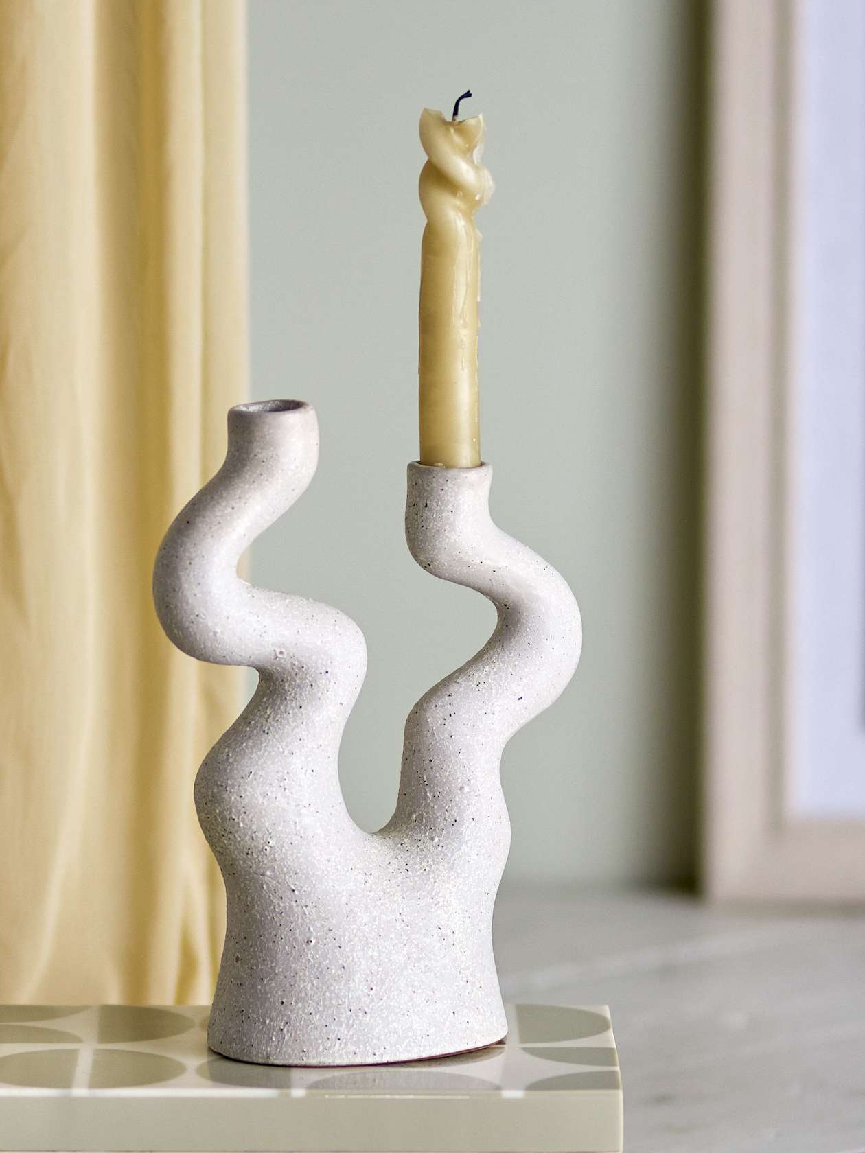 Lance Stoneware Candle Holder - Nature