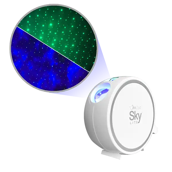 sky lite galaxy projector with green stars