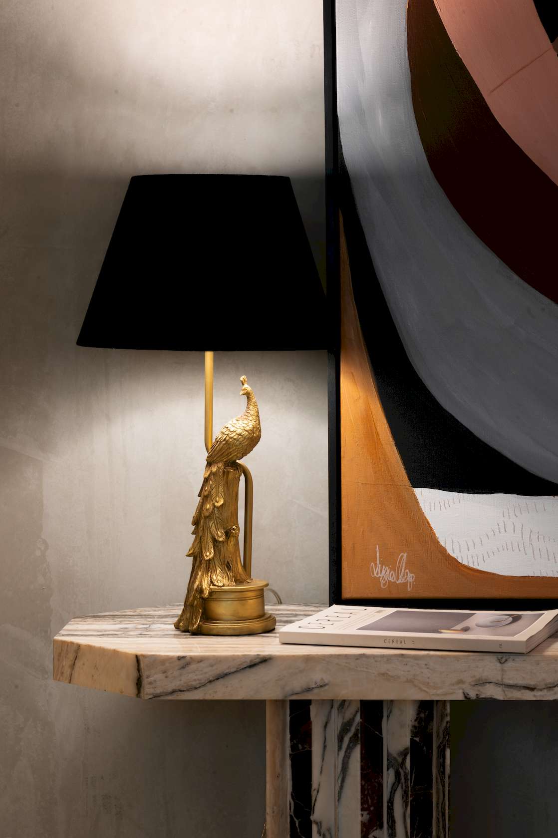 Peacock Table Lamp - Black - Floor Stock