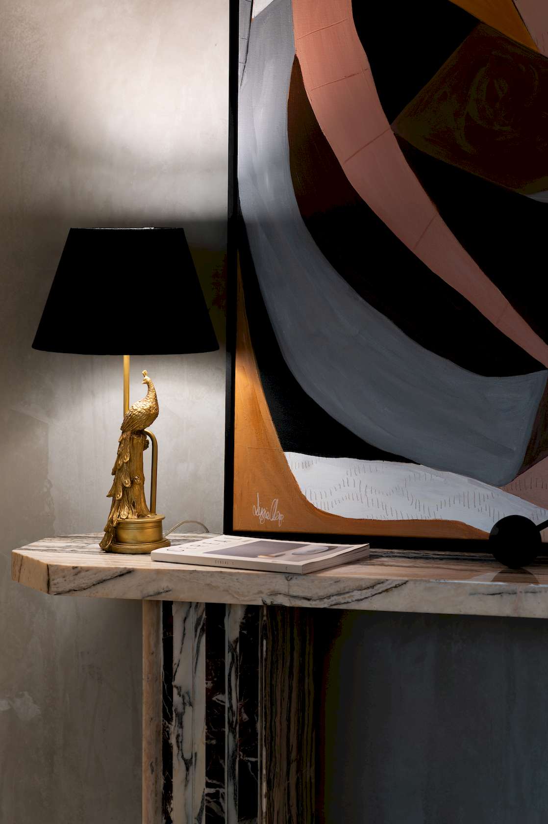 Peacock Table Lamp - Black - Floor Stock