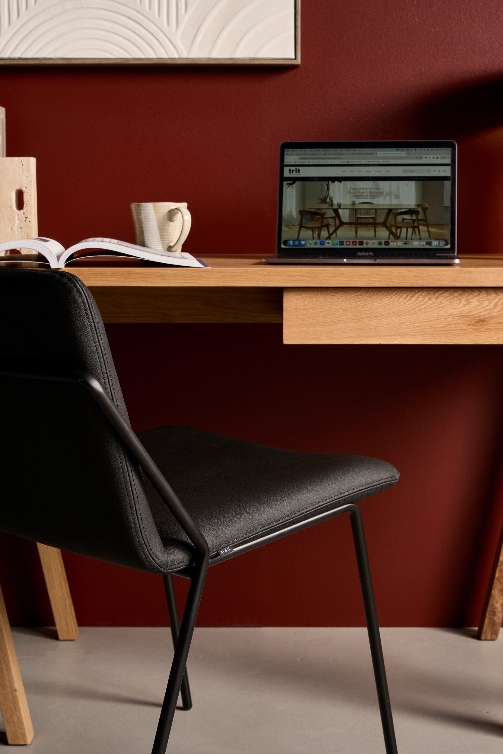 Sling Leather Dining Chair - Black Leather - Floor Stock