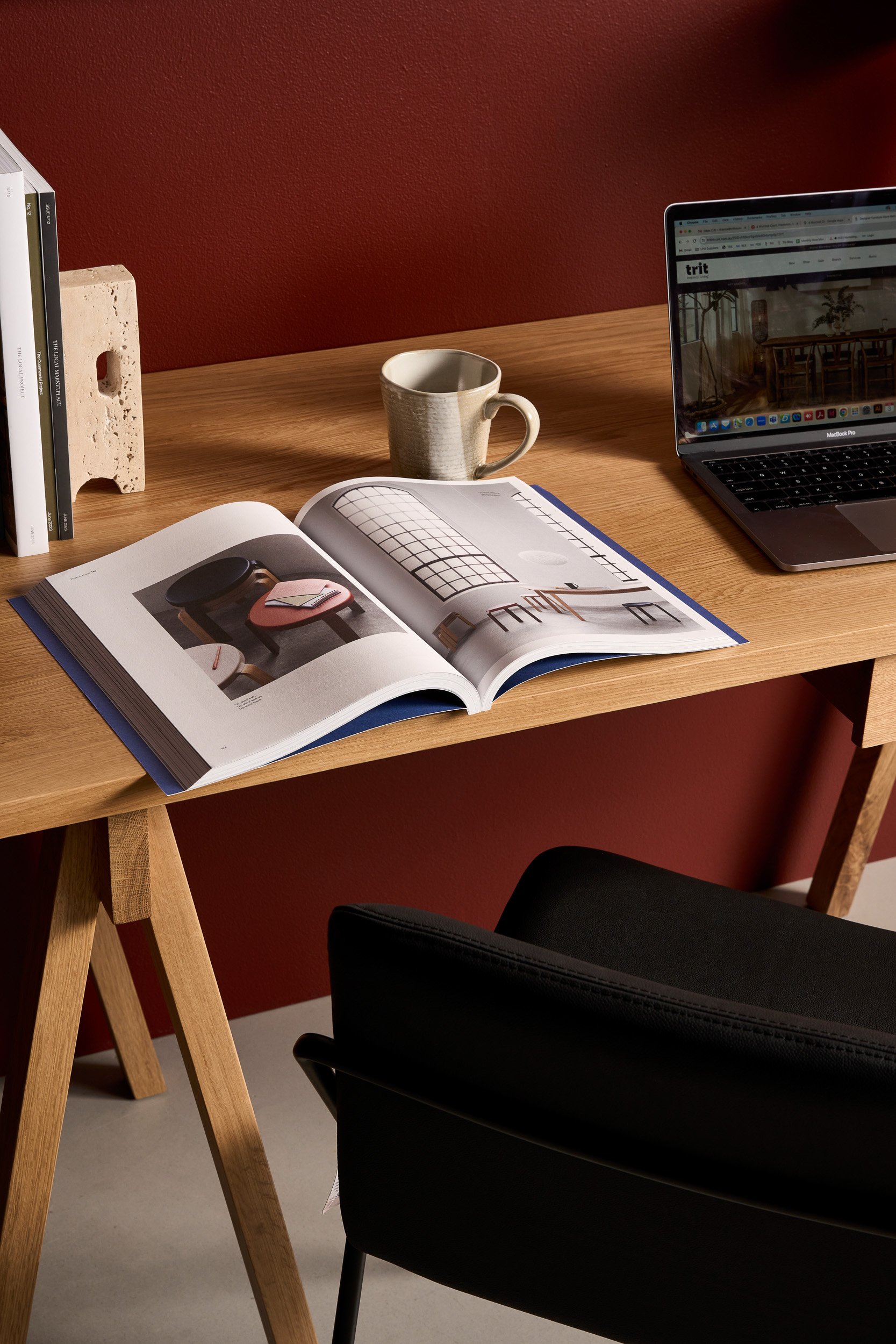 Sling Leather Dining Chair - Black Leather - Floor Stock