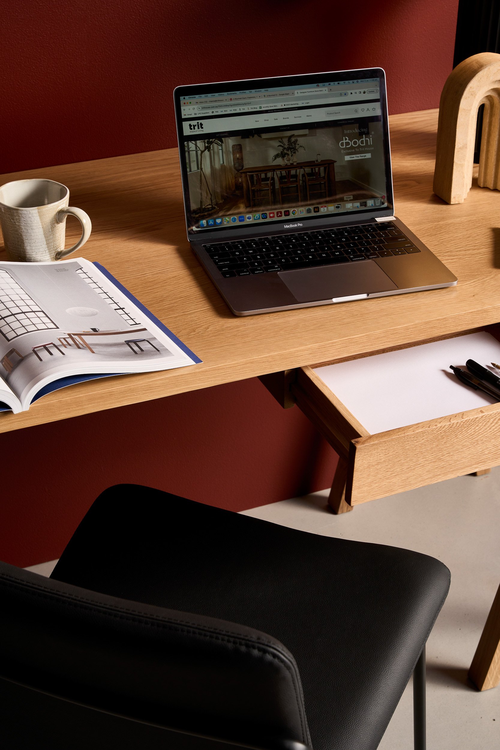 Sling Leather Dining Chair - Black Leather - Floor Stock