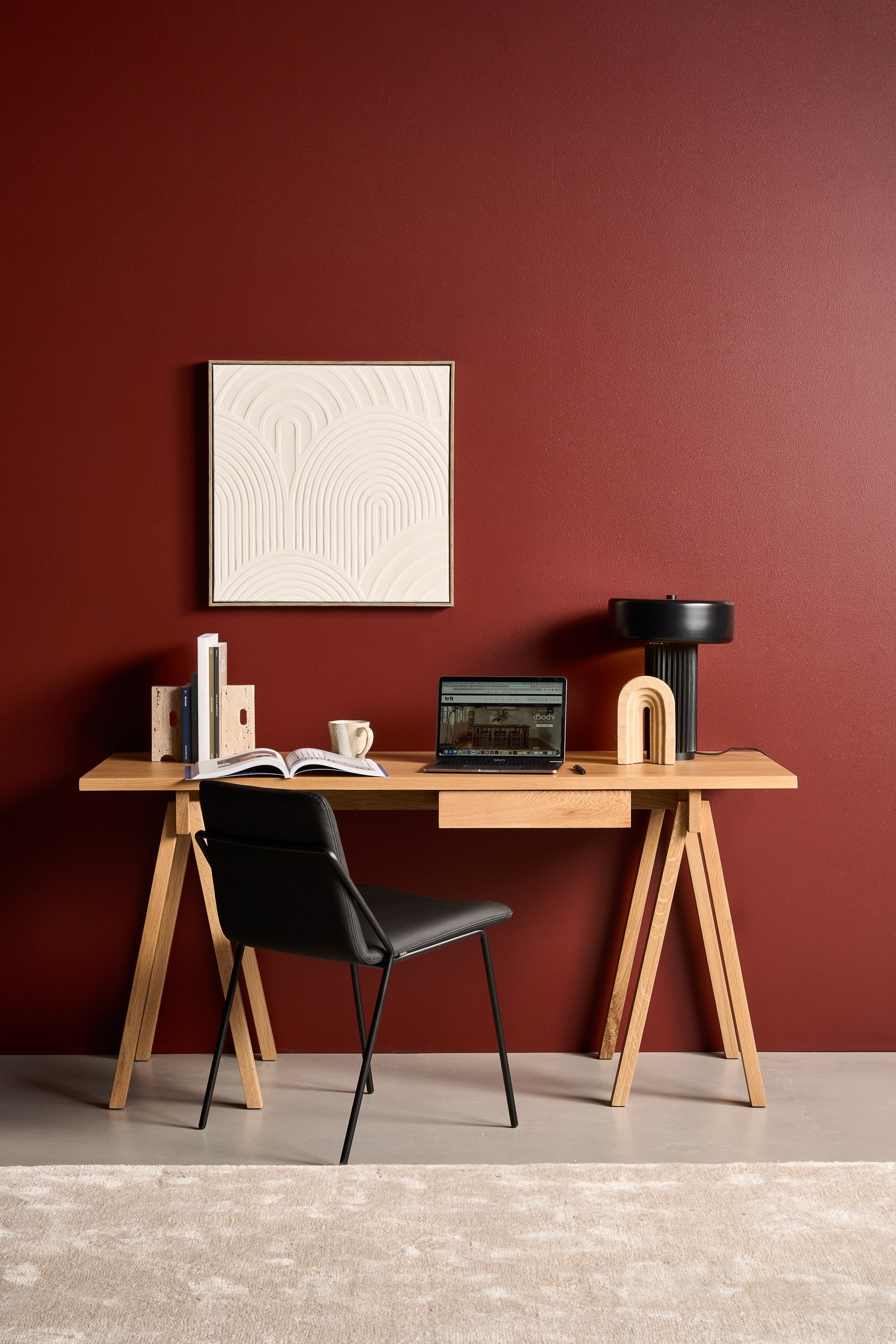 Sling Leather Dining Chair - Black Leather - Floor Stock