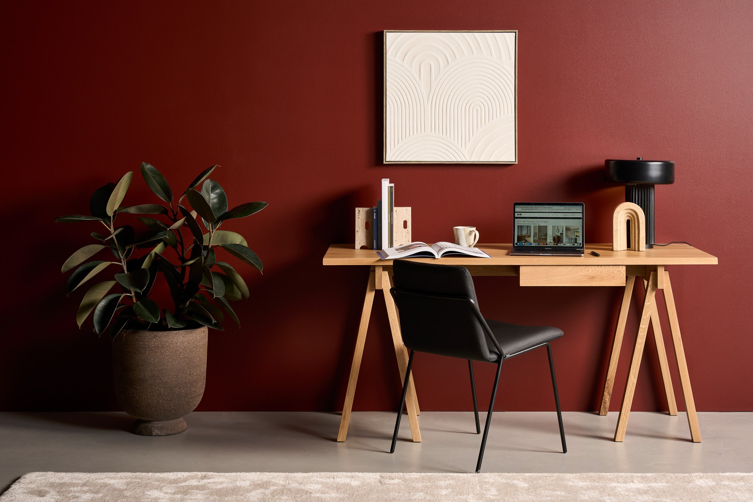 Sling Leather Dining Chair - Black Leather - Floor Stock