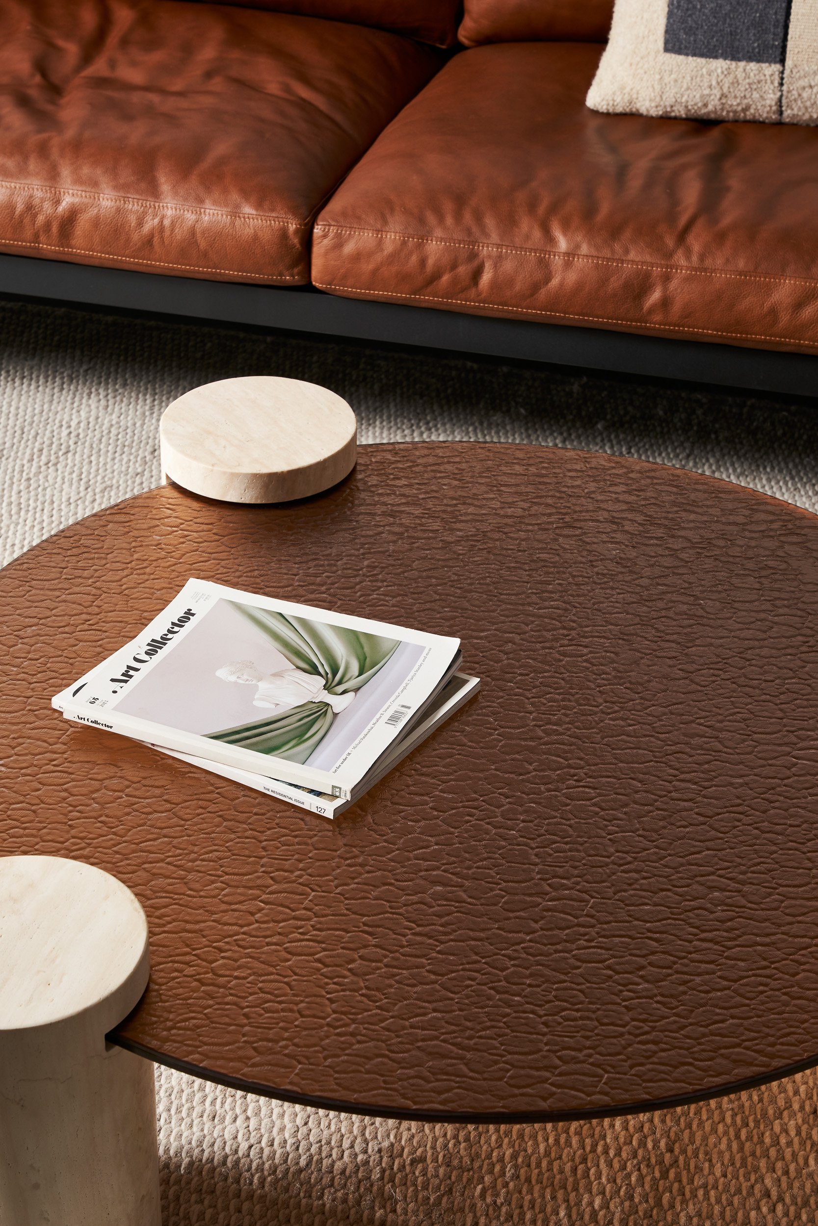 Ripple Coffee Table - Brown/Travertine - Floor Stock