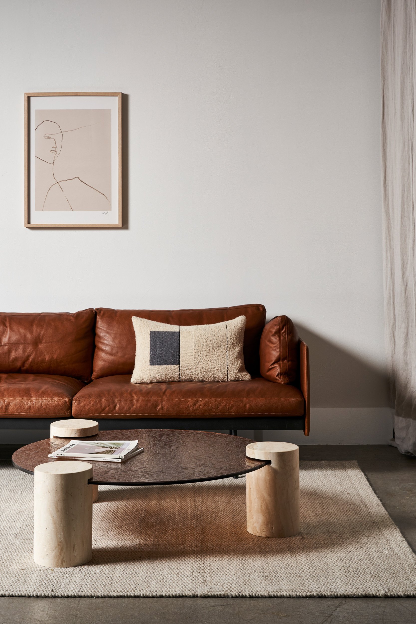 Ripple Coffee Table - Brown/Travertine - Floor Stock