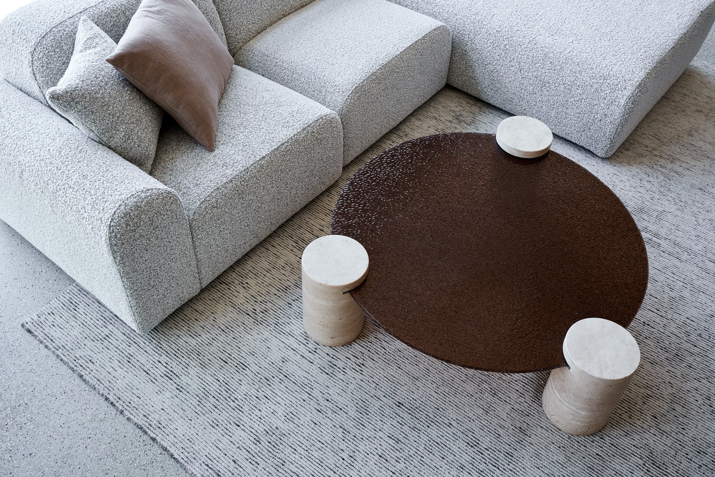 Ripple Coffee Table - Brown/Travertine - Floor Stock