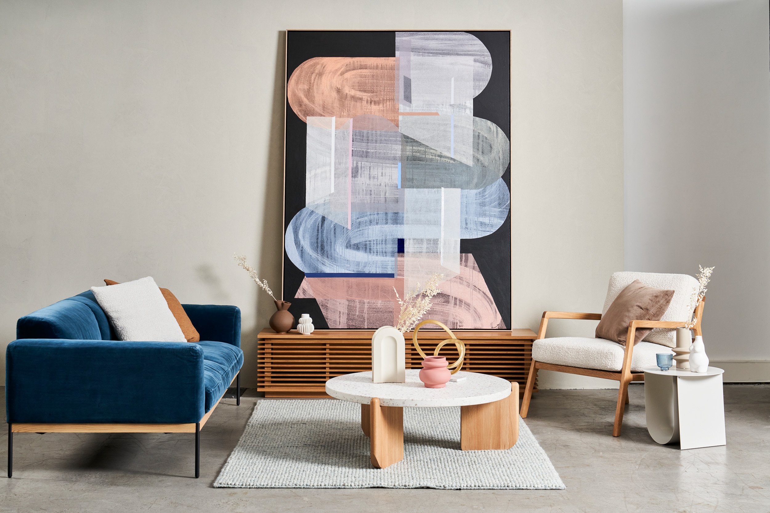 Nysse Lounge Chair - Diamond-West Lake 04 - Light Oak Frame - Floor Stock