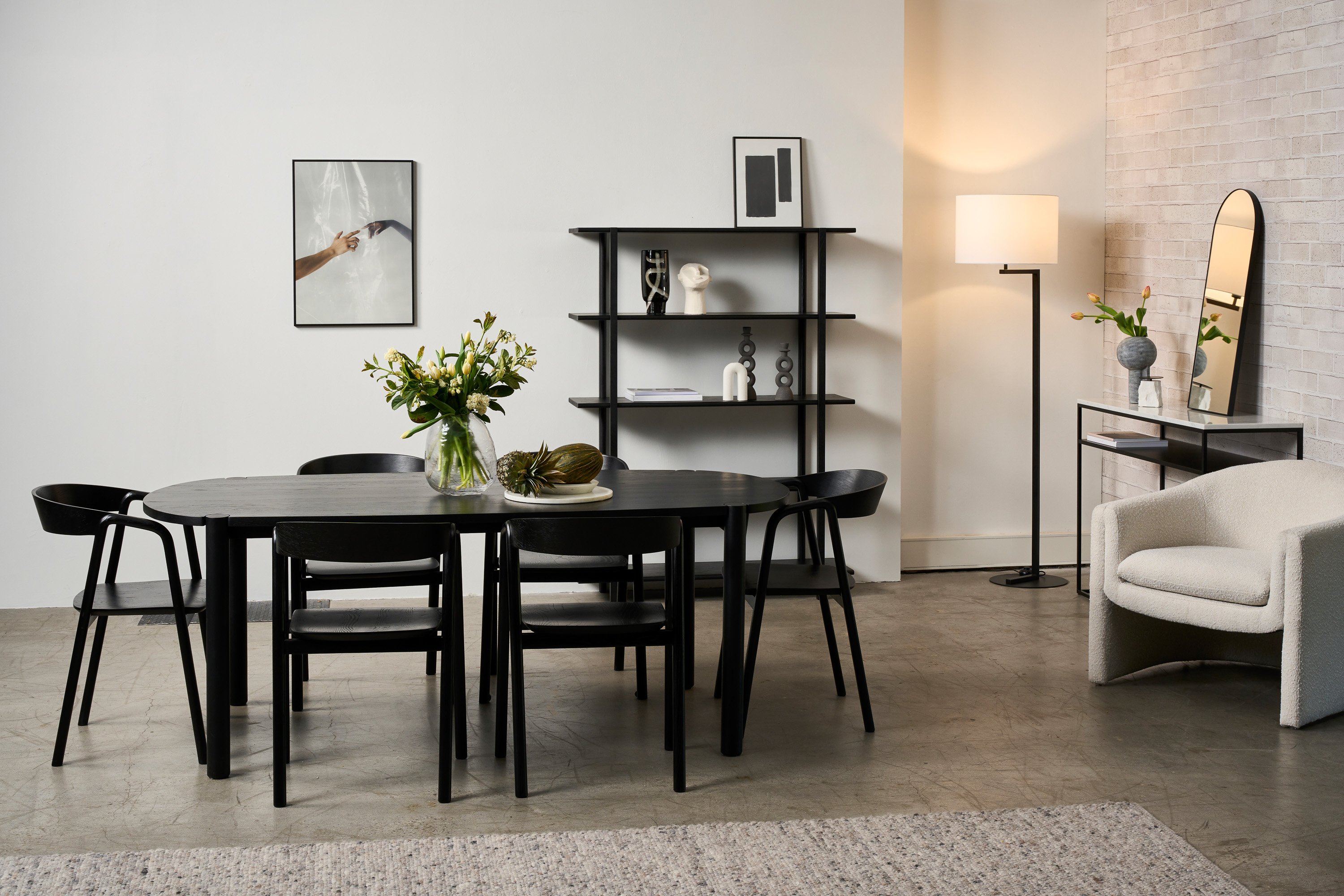 Cove Oval Dining Table - Black - 1600mm - Floor Stock