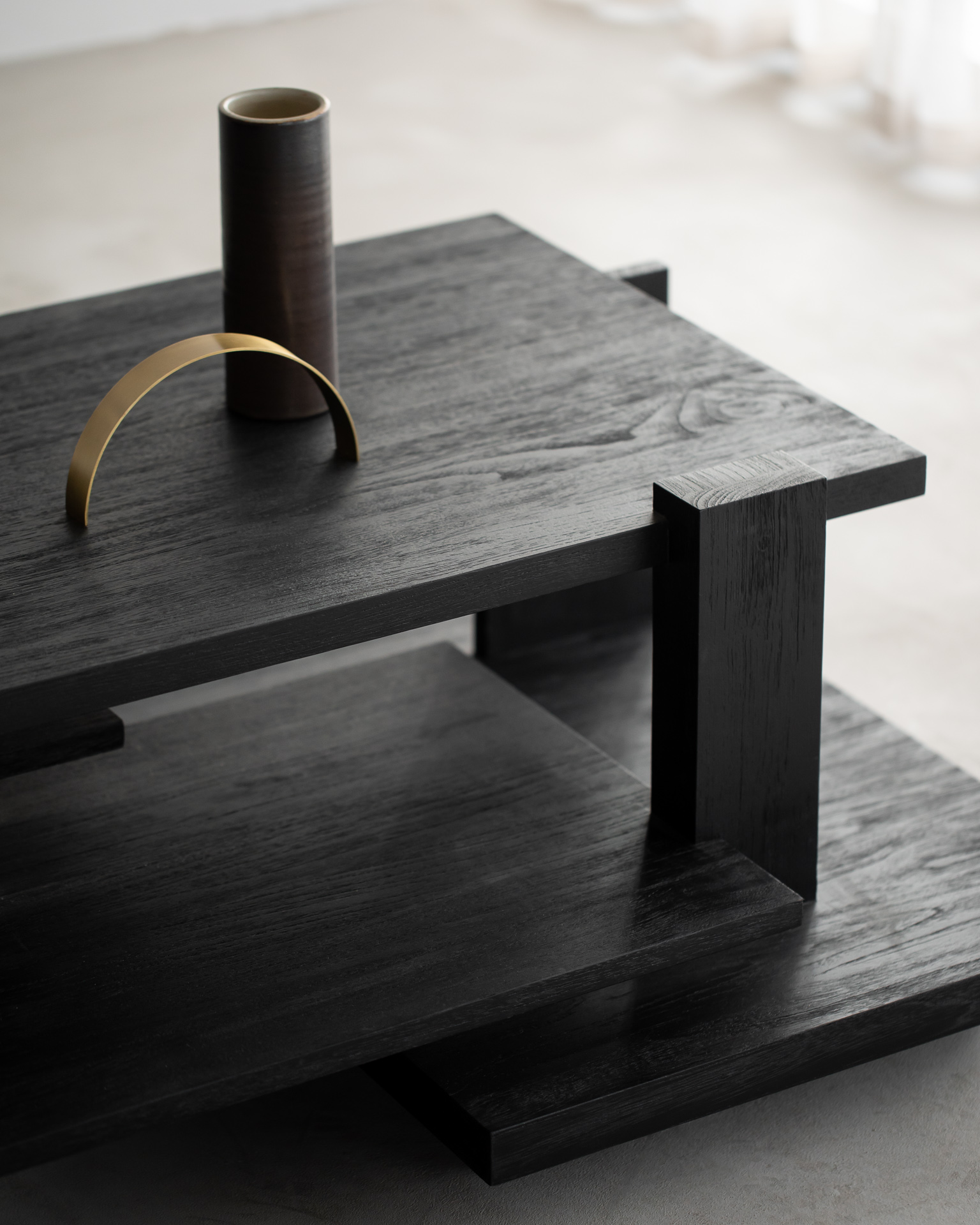 Ethnicraft Teak Abstract Coffee Table - Black - Floor Stock