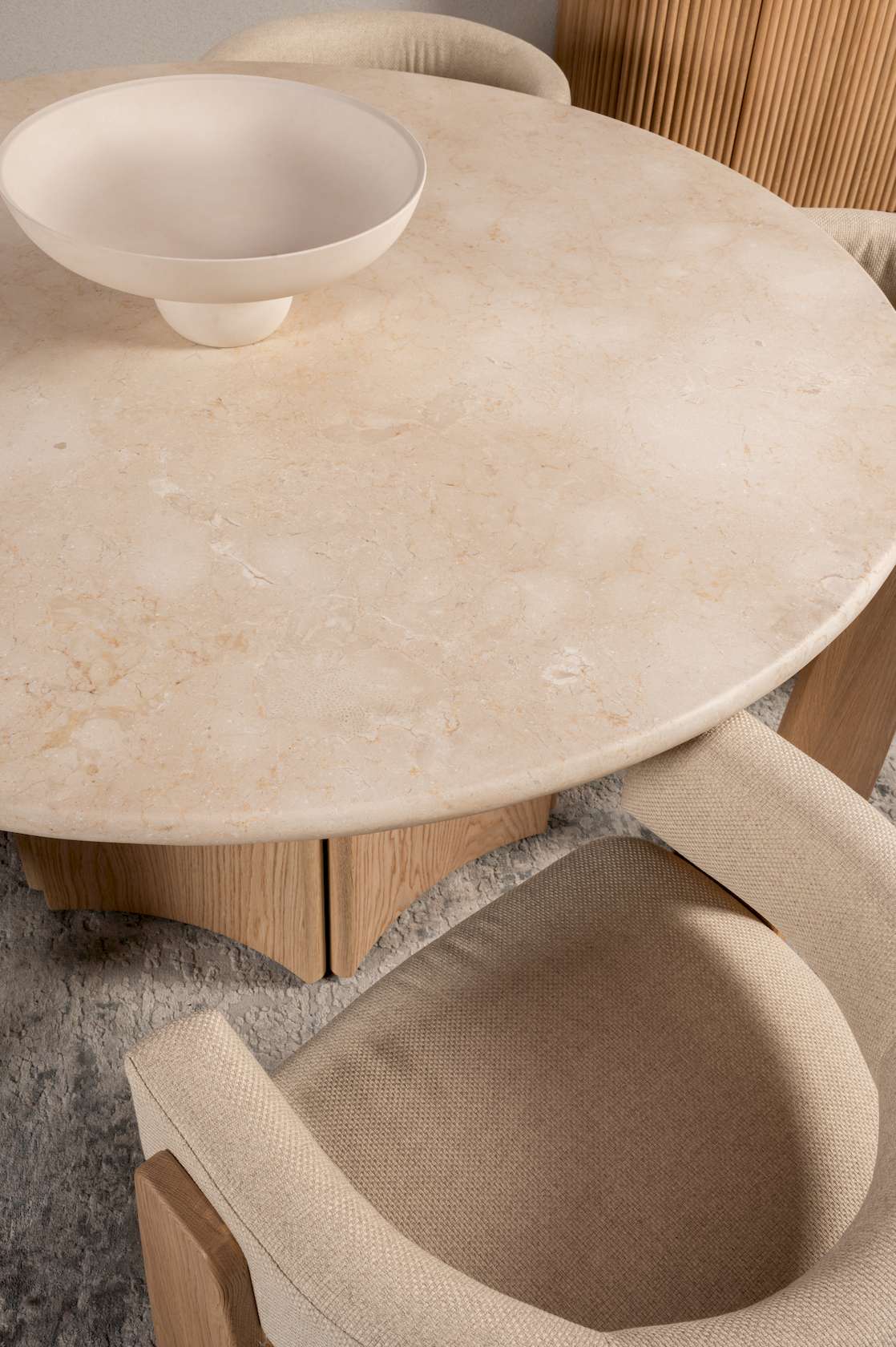 Senna Dining Table - Oak/Cream Marble - Floor Stock