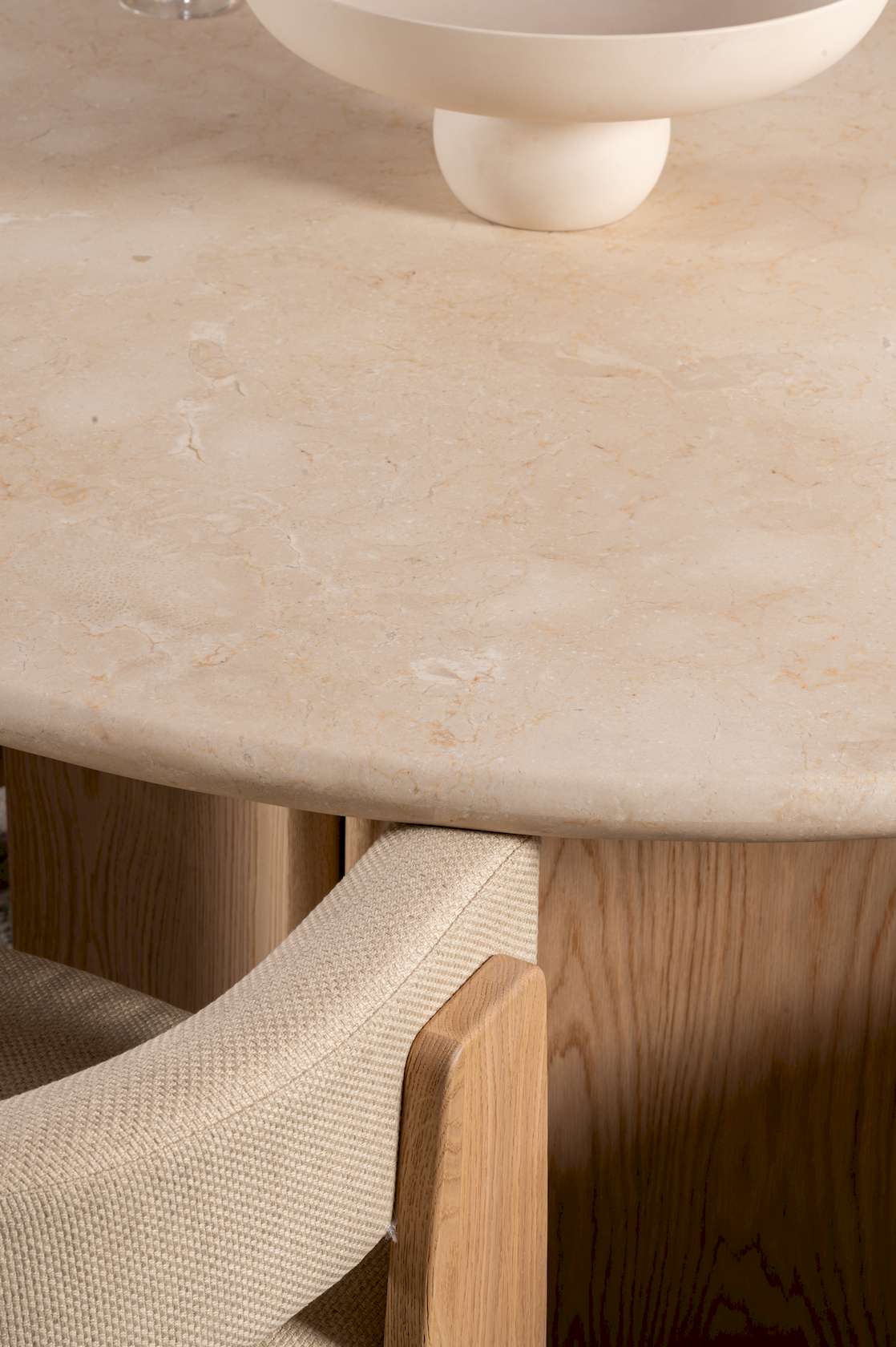 Senna Dining Table - Oak/Cream Marble - Floor Stock