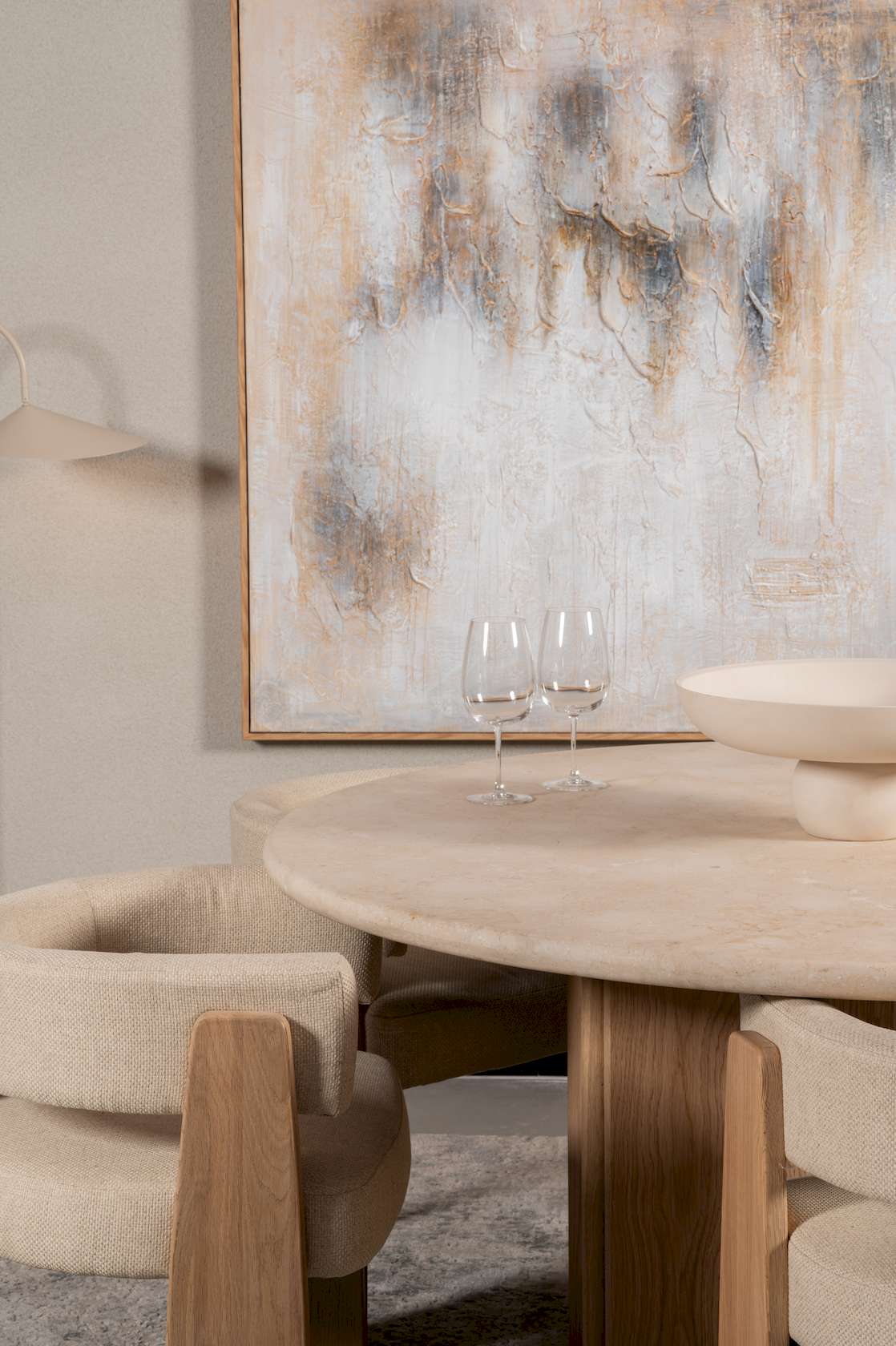 Senna Dining Table - Oak/Cream Marble - Floor Stock