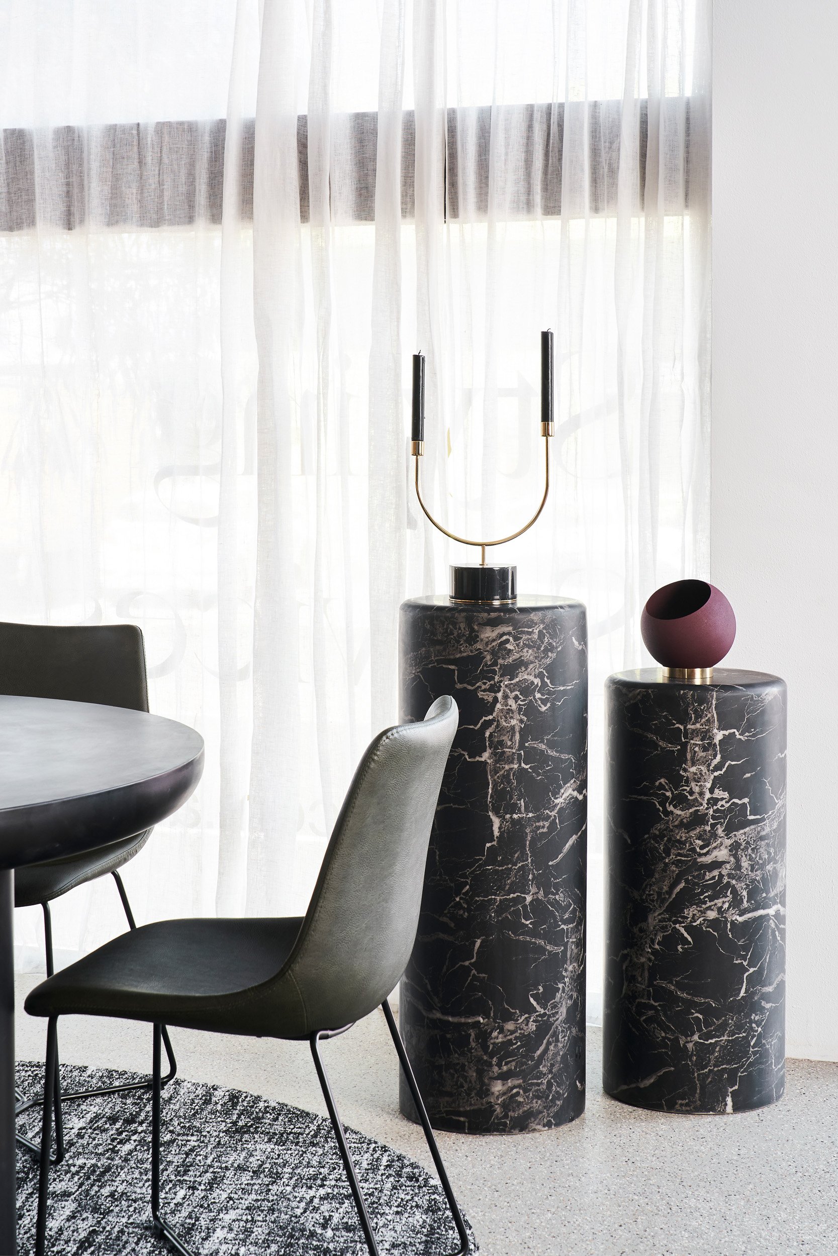 Lia Round Pedestal - Tall - Black - Floor Stock