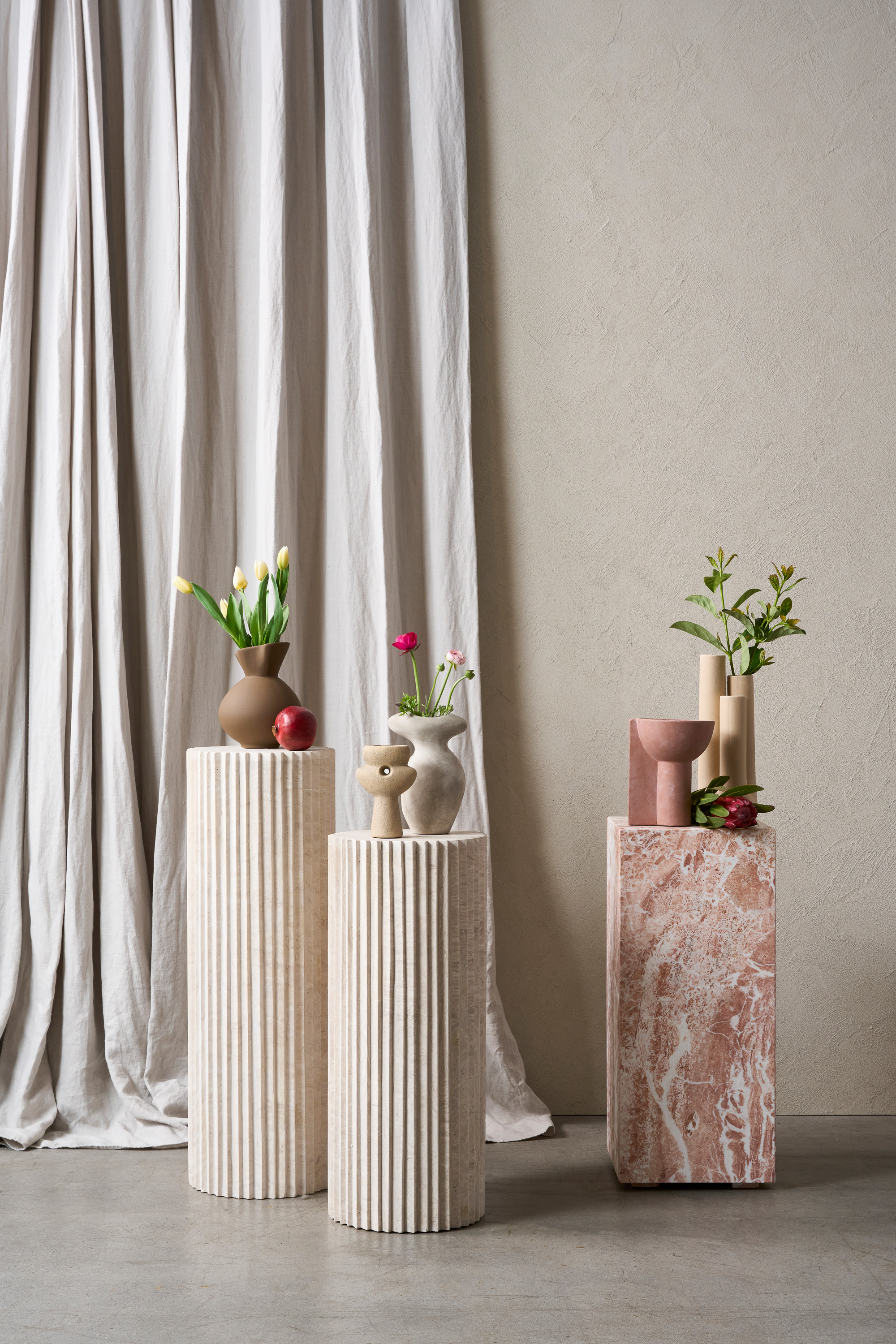 Arlo Pedestal Low - Travertine - Floor Stock