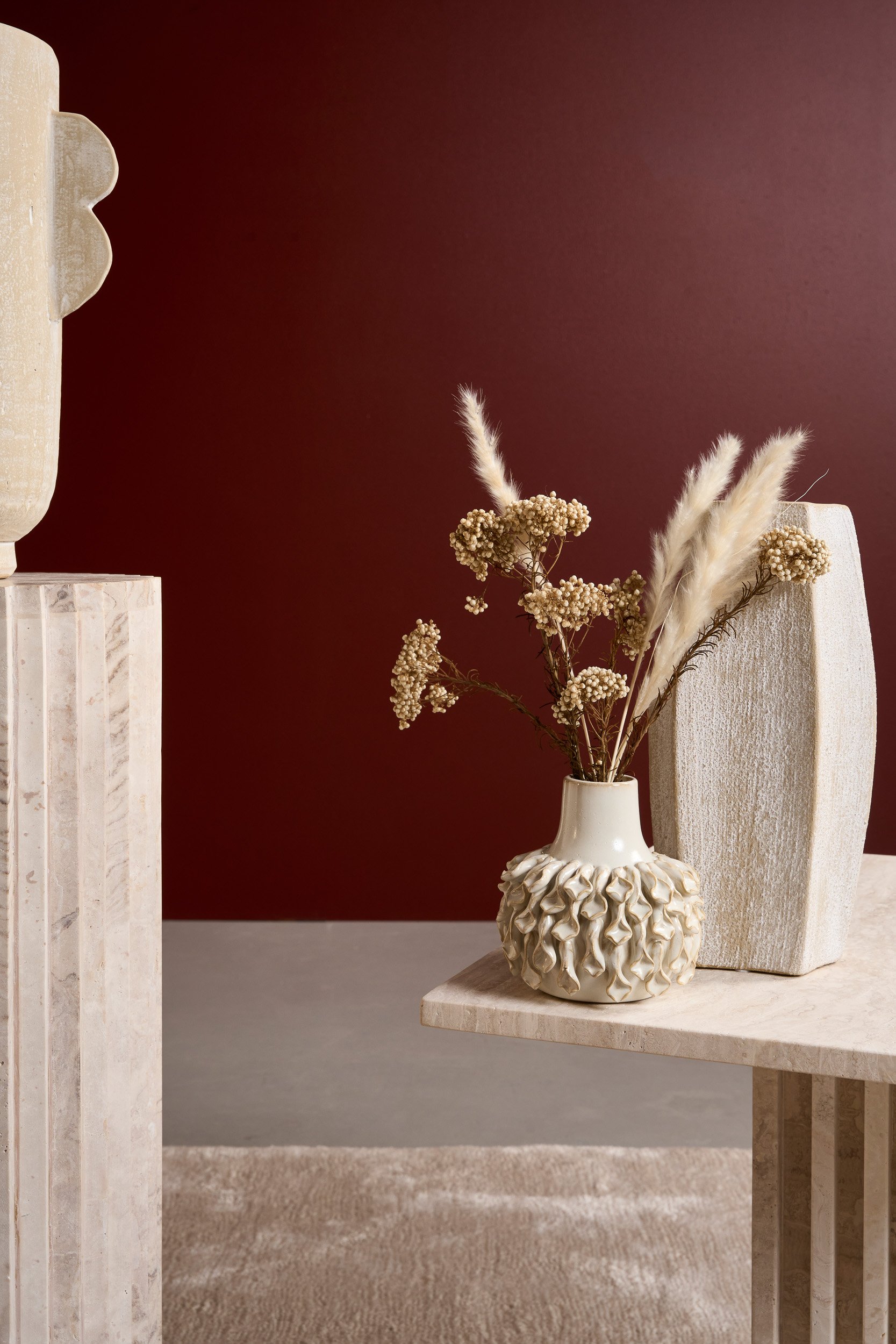 Arlo Pedestal Medium - Travertine - Floor Stock