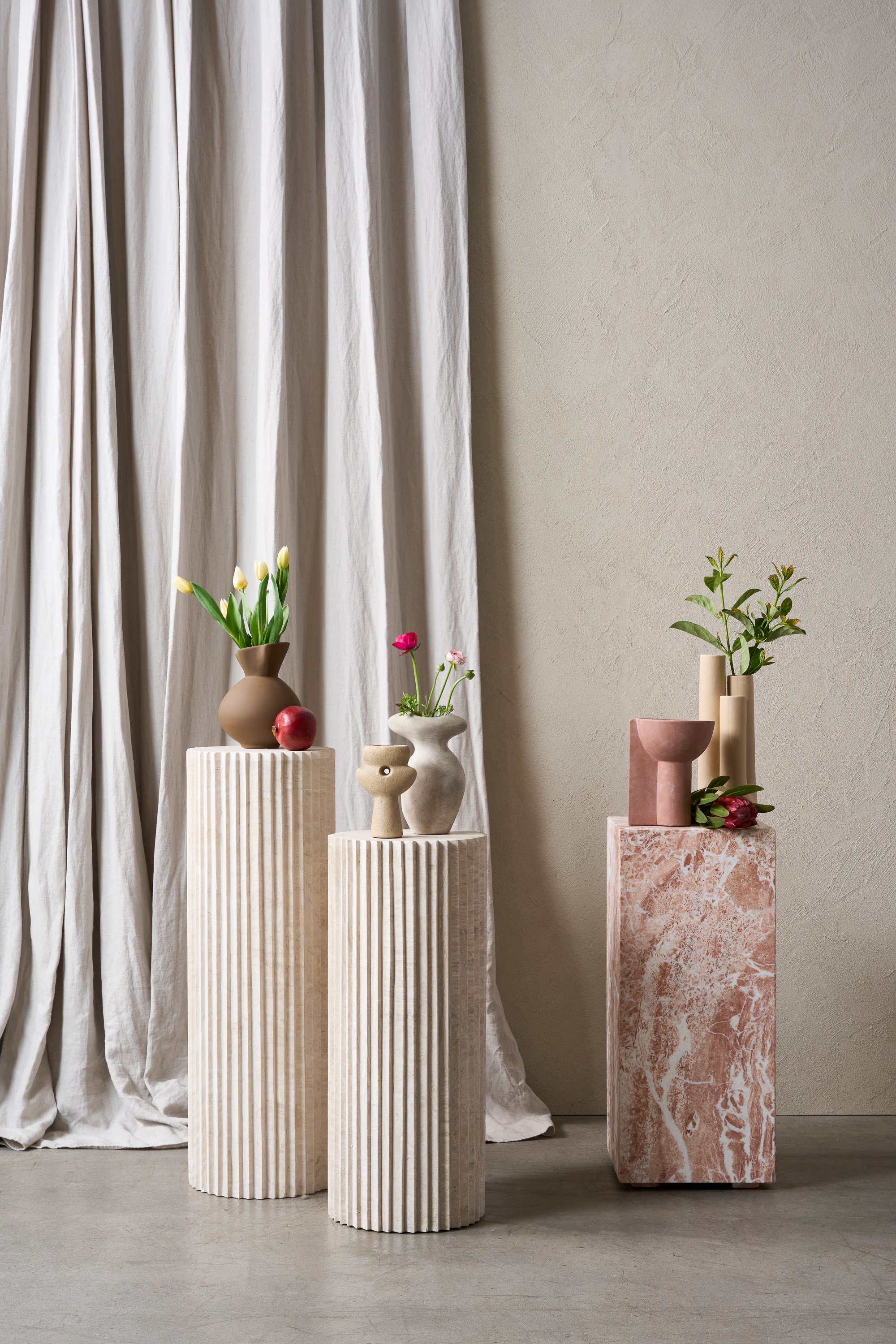 Arlo Pedestal Medium - Travertine - Floor Stock