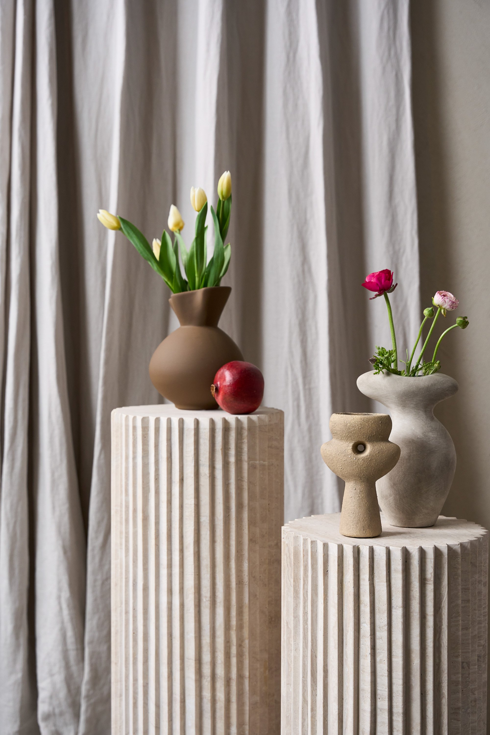 Arlo Pedestal Medium - Travertine - Floor Stock