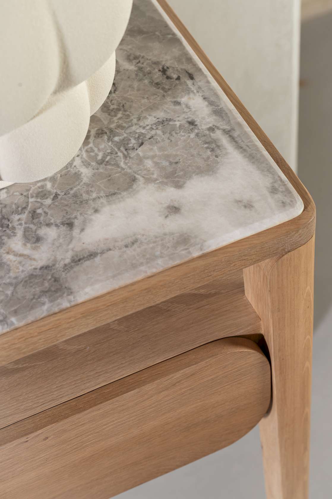 Paru Console - White Oak / Grey Marble - Floor Stock