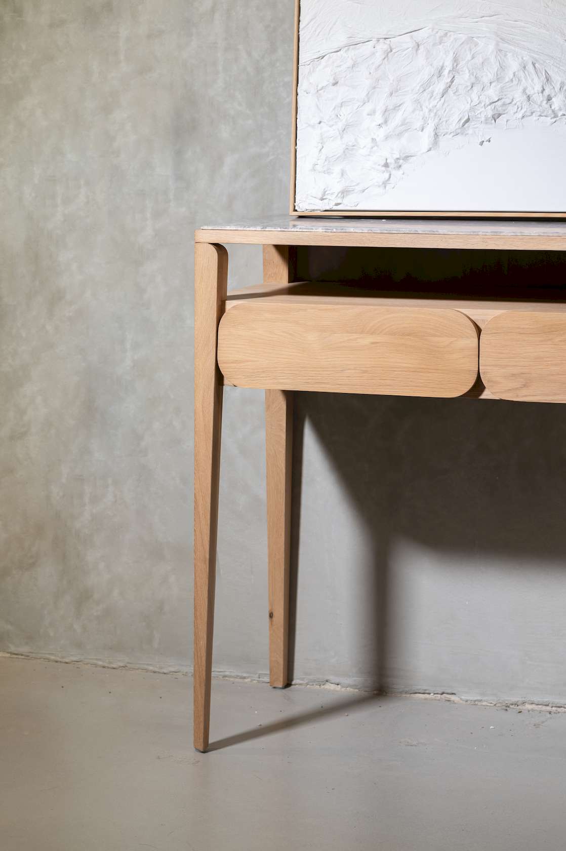 Paru Console - White Oak / Grey Marble - Floor Stock