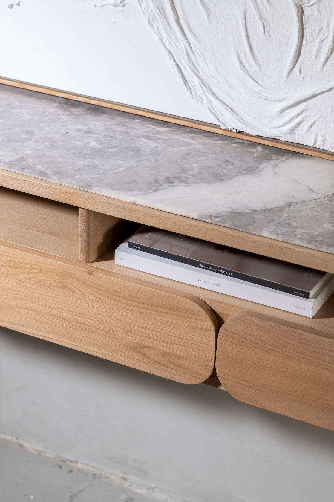 Paru Console - White Oak / Grey Marble - Floor Stock