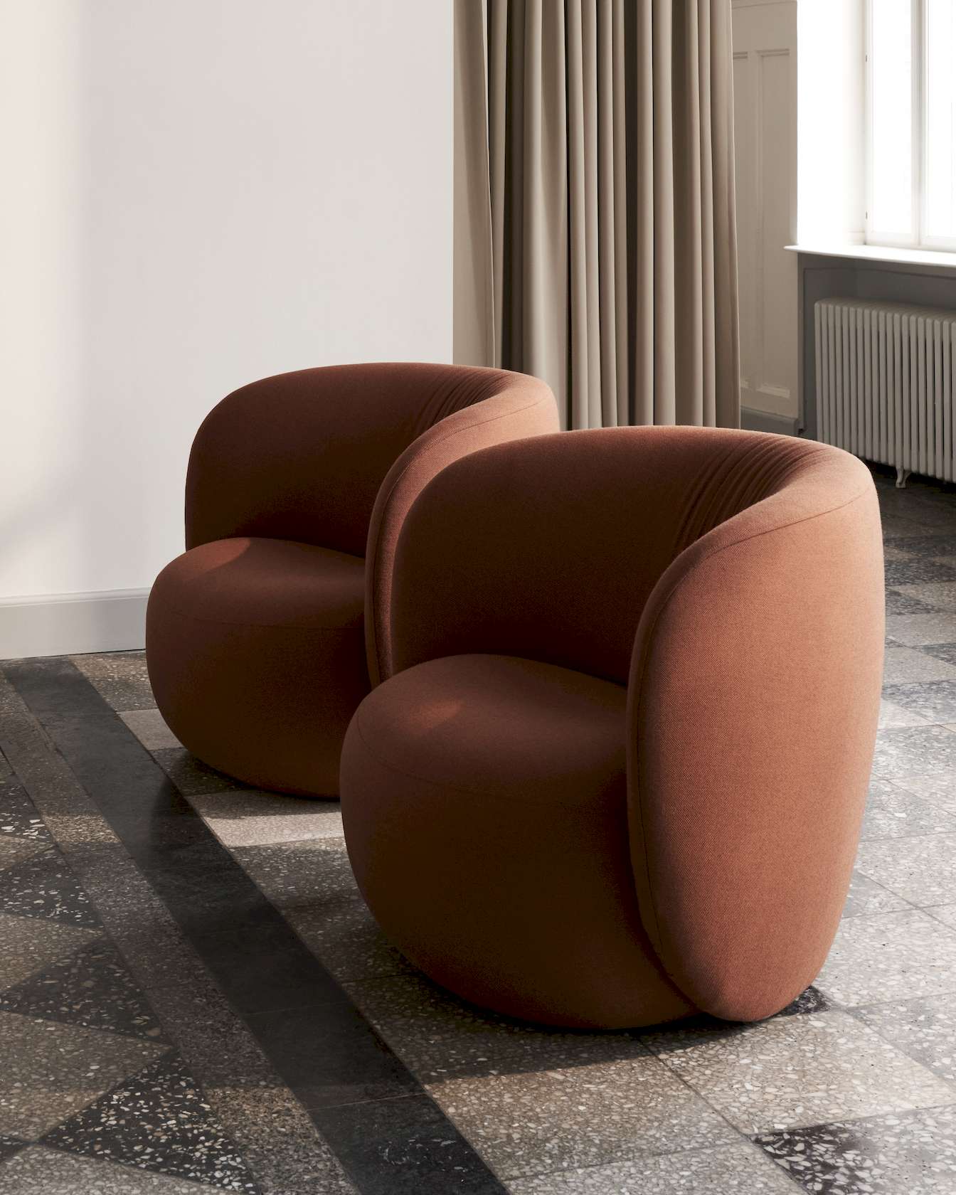 Ovata Swivel Large Lounge Chair - Grey-Alma 04 - Floor Stock