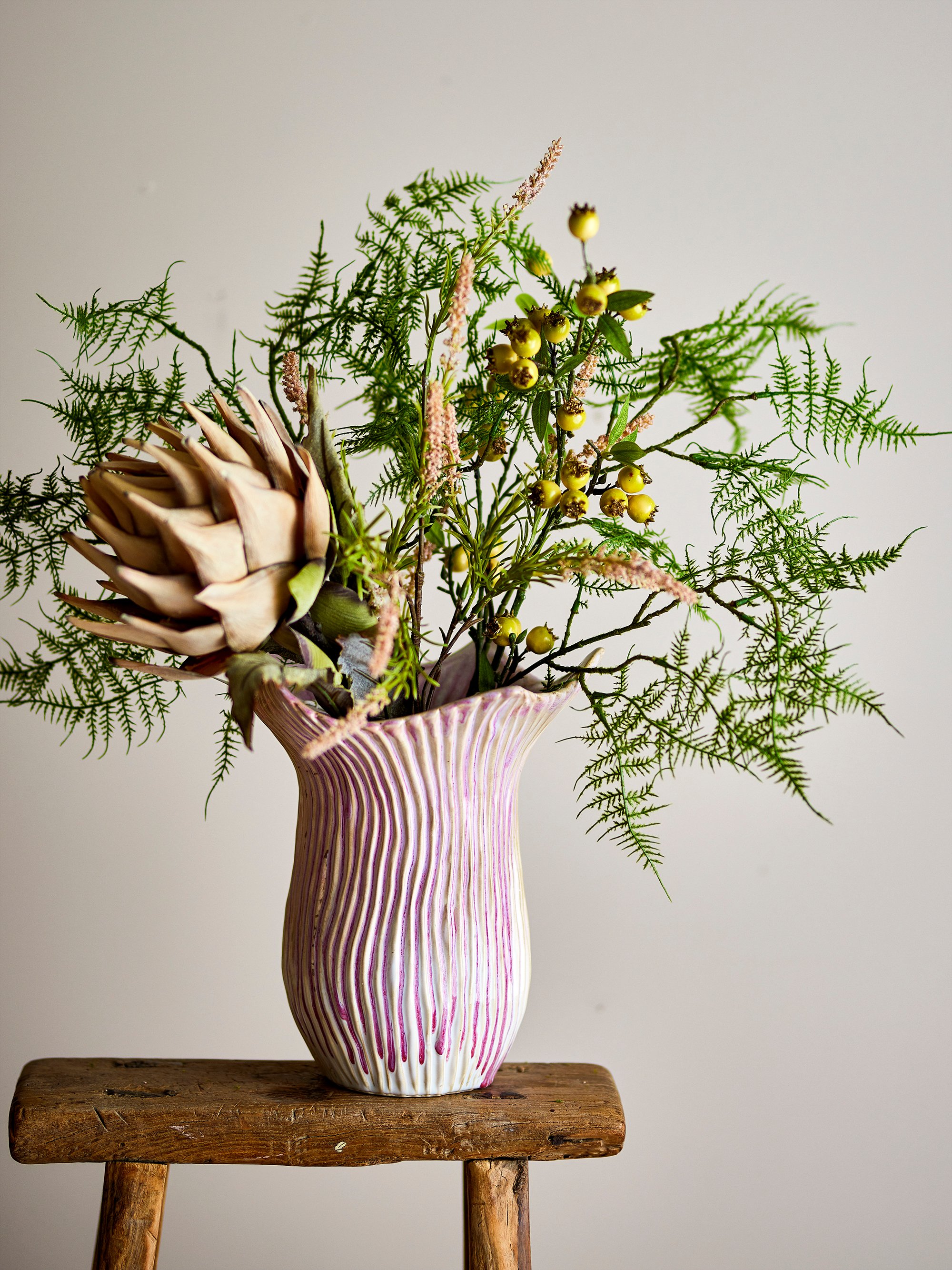 Floral Stoneware Vase - Rose