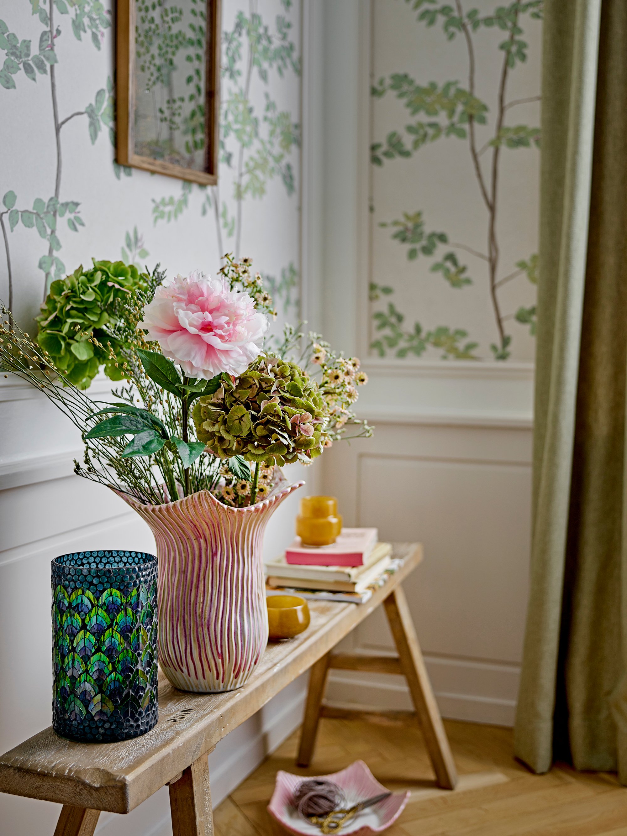 Floral Stoneware Vase - Rose