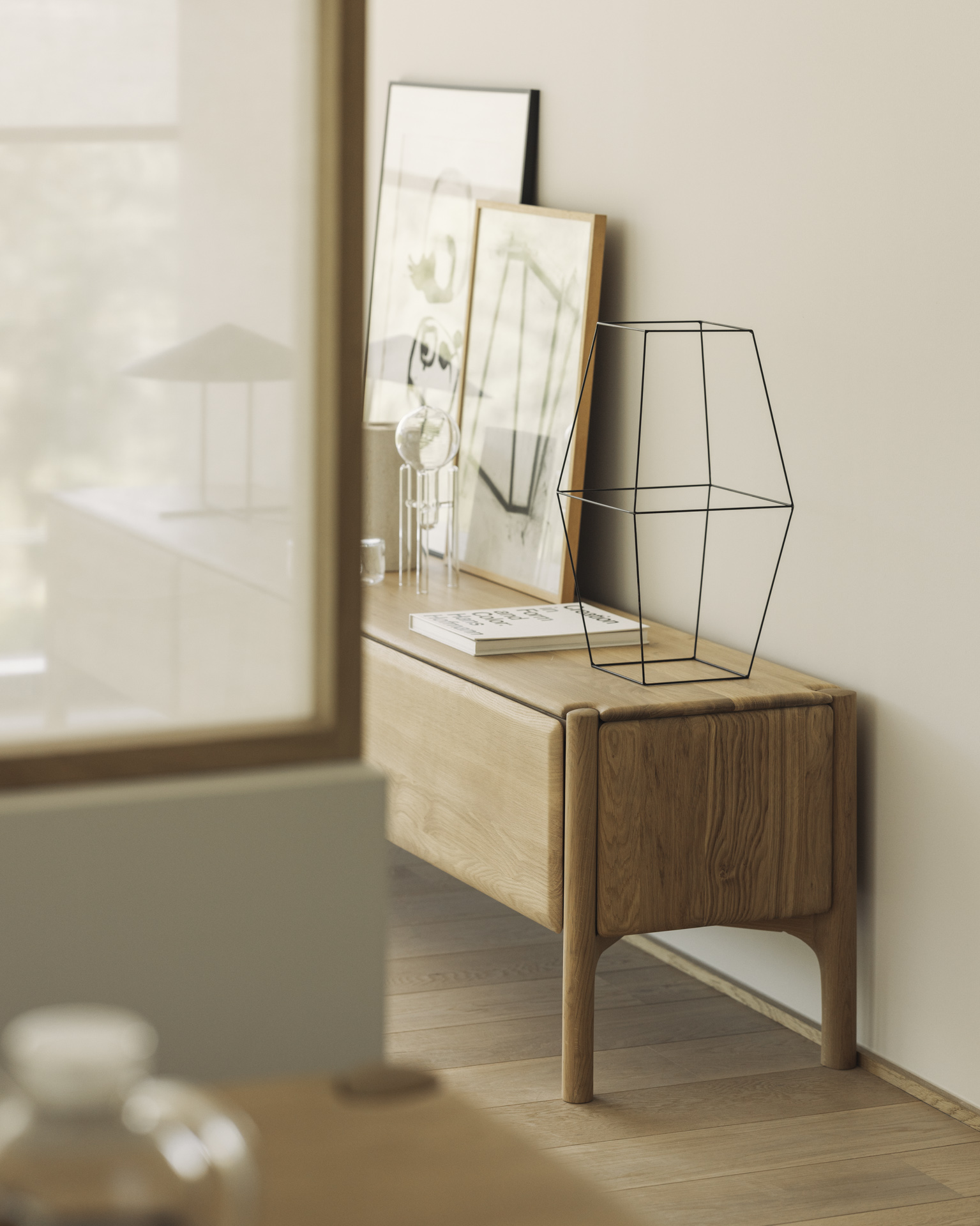 Ethnicraft Oak PI TV Cupboard - 1 Flip-down Door/2 Drawers