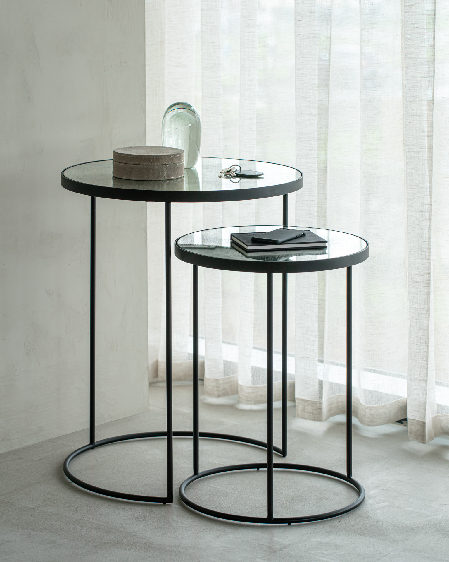 Ethnicraft Nesting Side Table - Set of 2 - Clear - Floor Stock