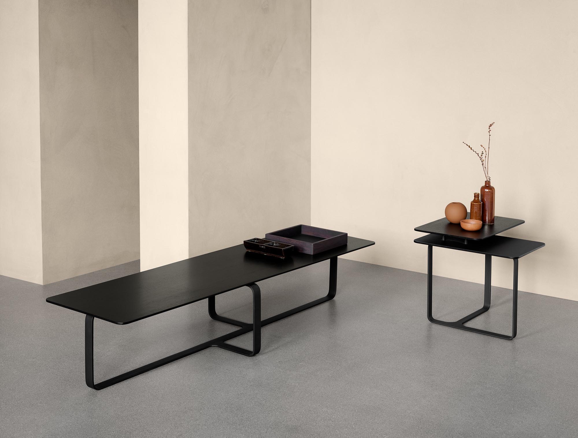 Root Long Rectangular Coffee Table - Black - Floor Stock
