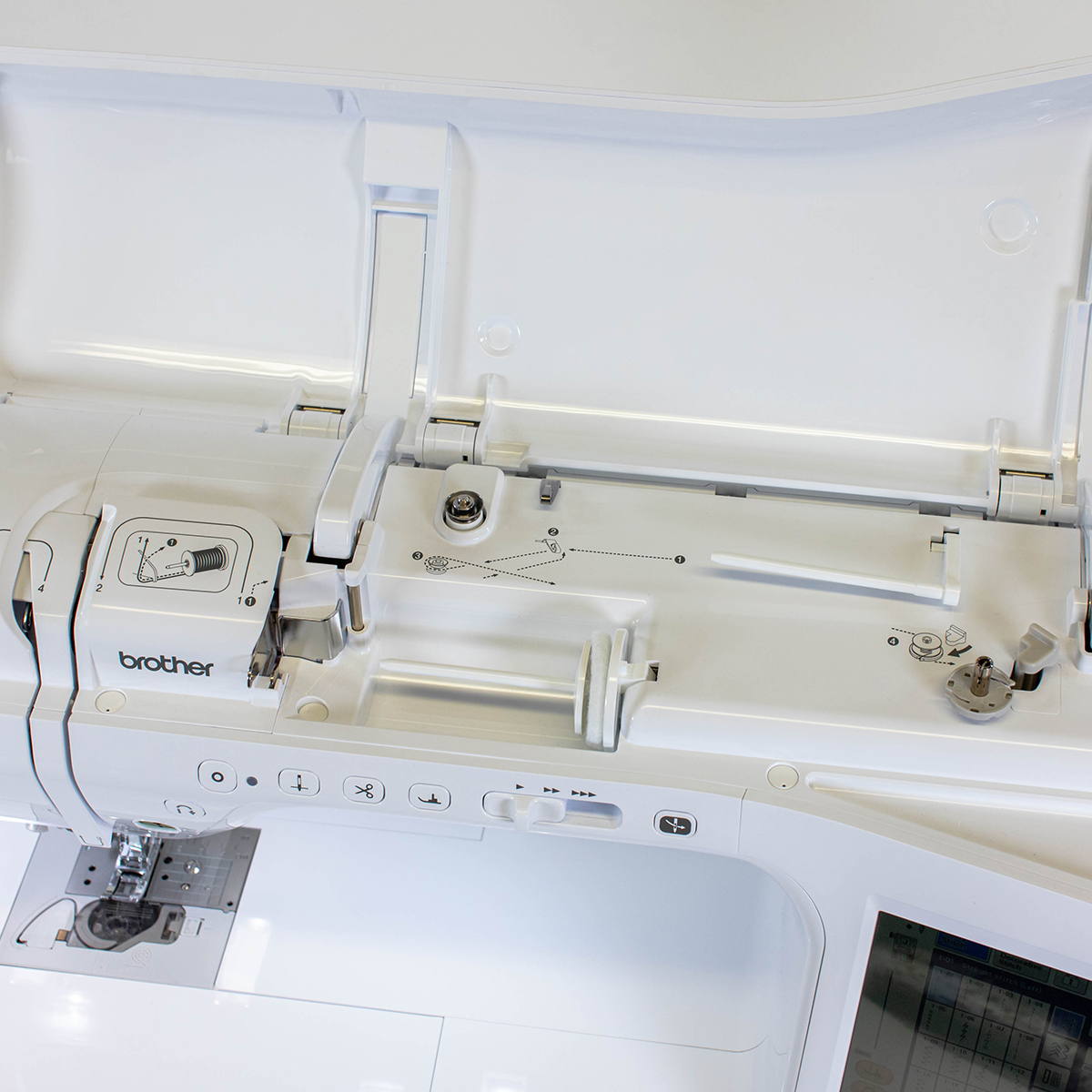 Brother VQ2 Top View showing bobbin winder