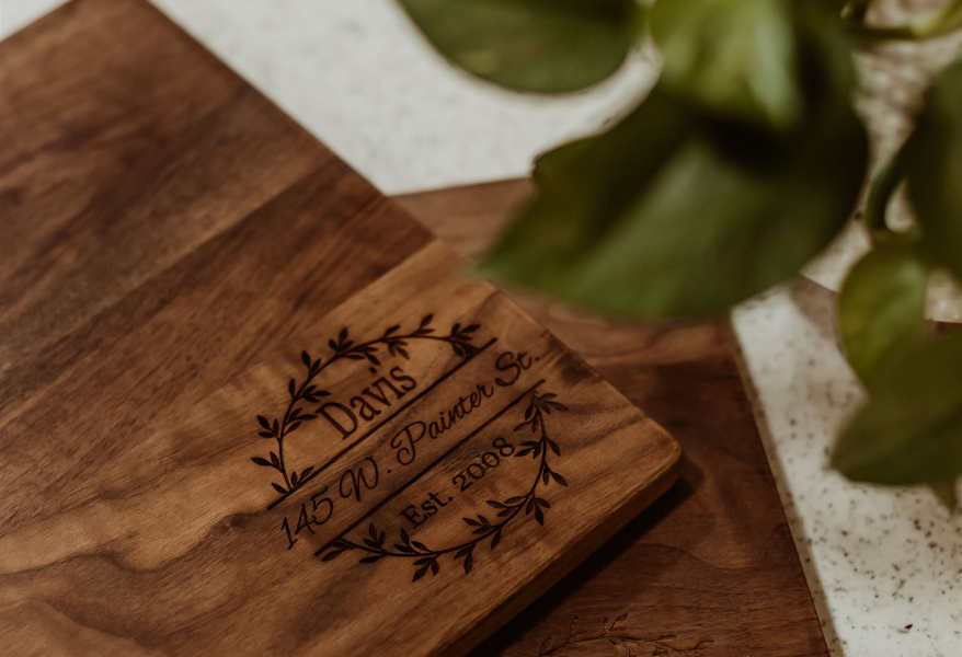 Personalized Etched House Cutting Board | Blue | Orvis