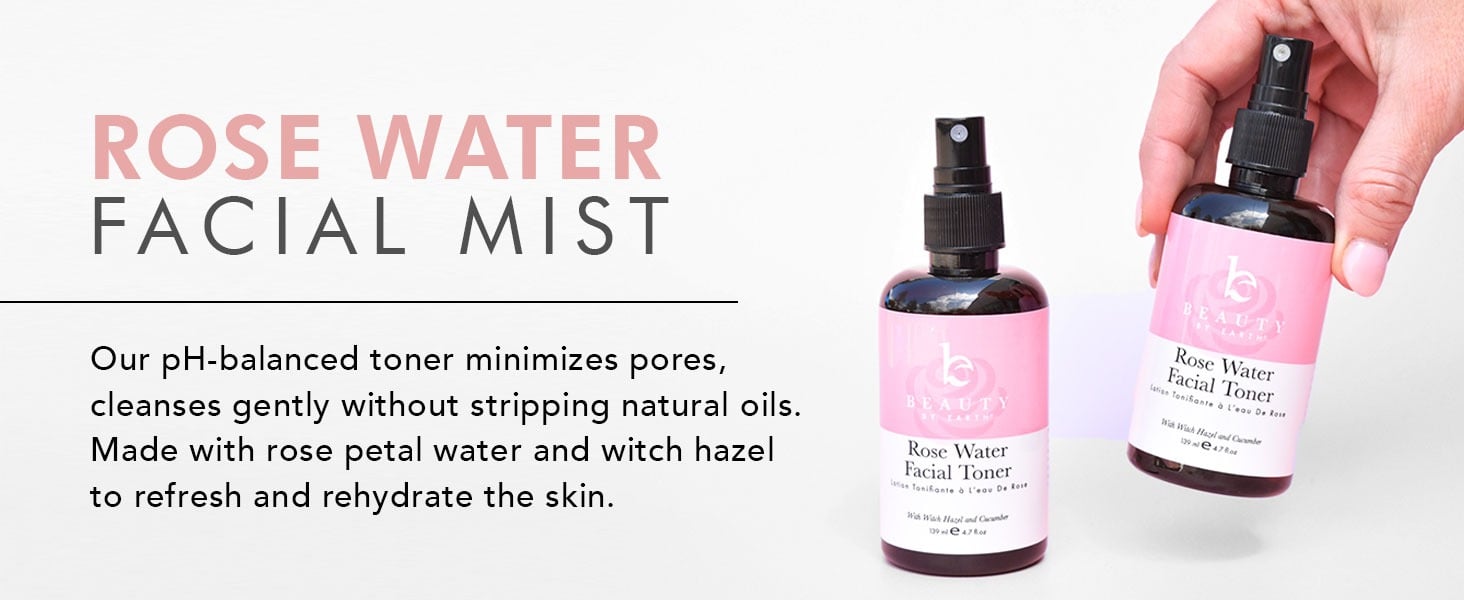 ROSE WATER
FACIAL MIST
Our pH-balanced toner minimizes pores,
cleanses gently without stripping natural oils.
Made with rose petal water and witch hazel
to refresh and rehydrate the skin.