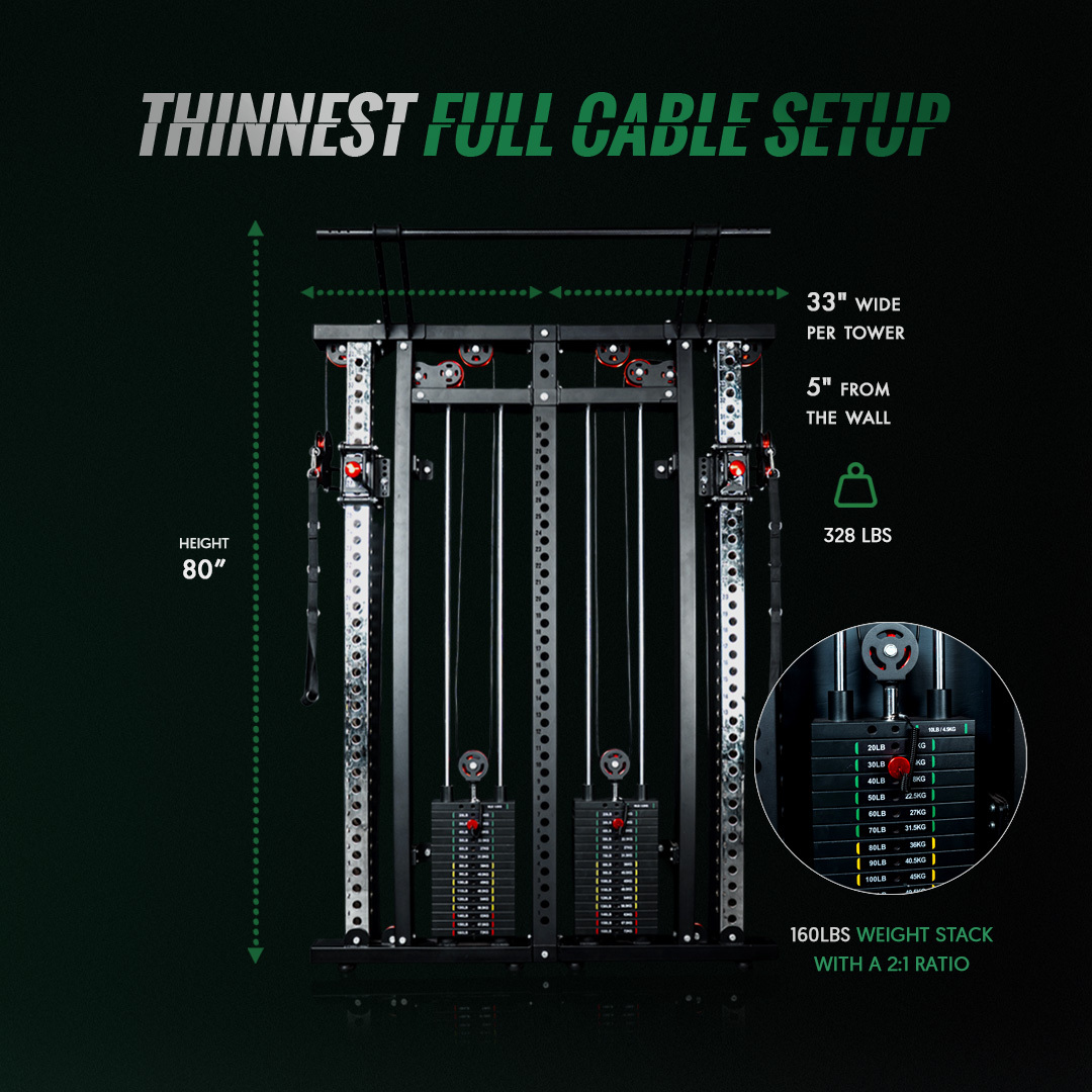 Modular Gym Racks Slim Gym Modular Wall-Mounted Functional Trainer & Squat Rack – Fringe ...