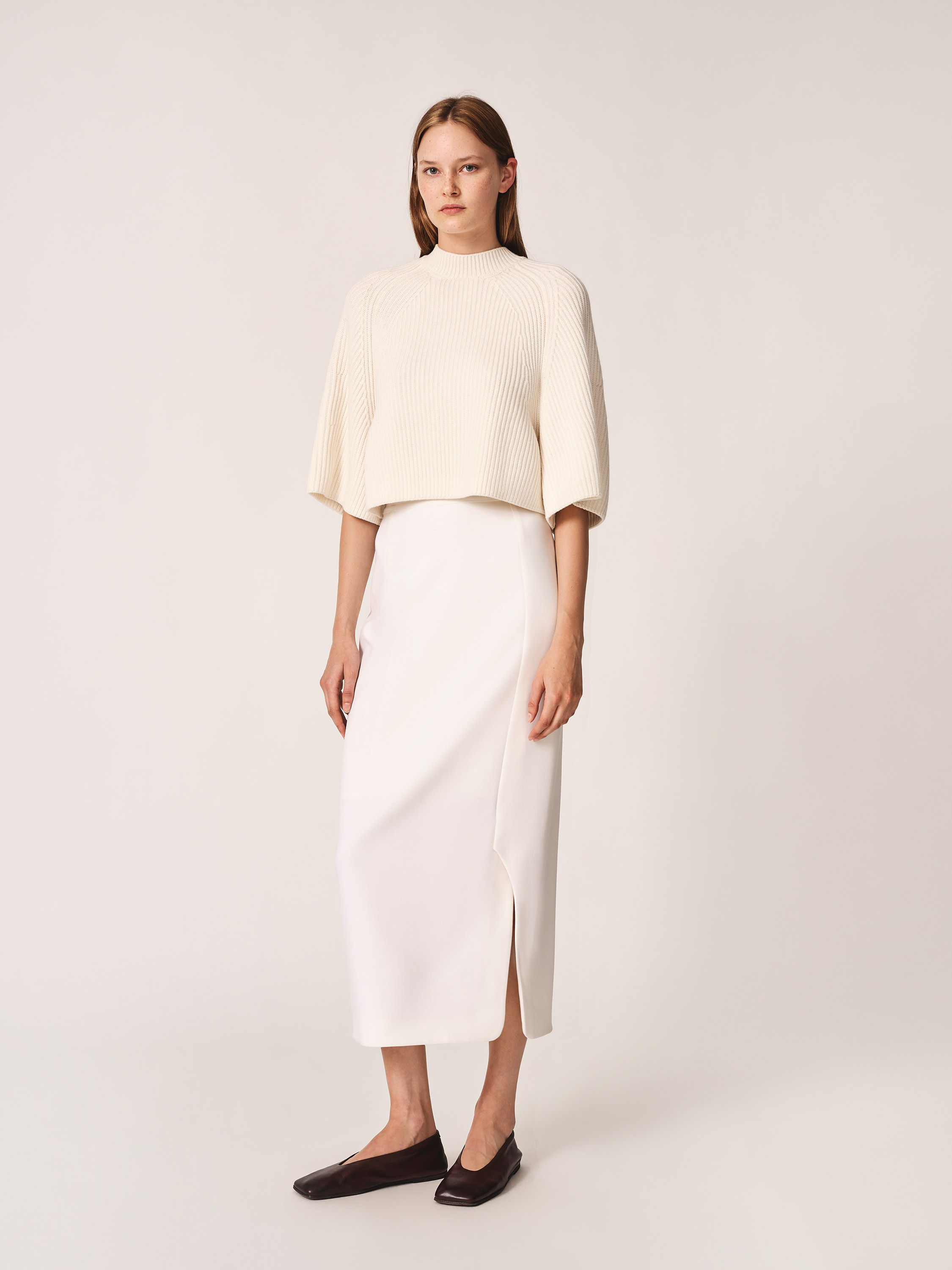 White tube skirt outlet midi