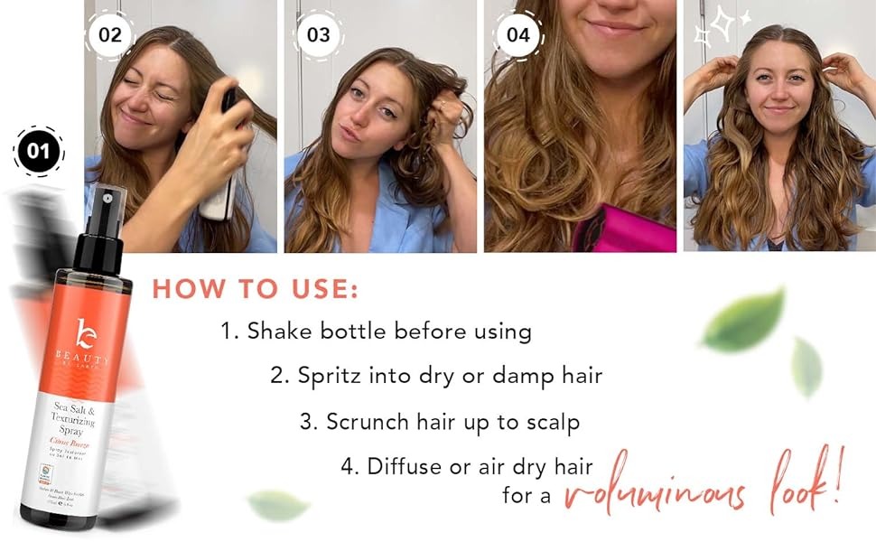 HOW TO USE:
1. Shake bottle before using
2. Spritz into dry or damp hair
3. Scrunch hair up to scalp
4. Diffuse or air dry hair
for a glowing look